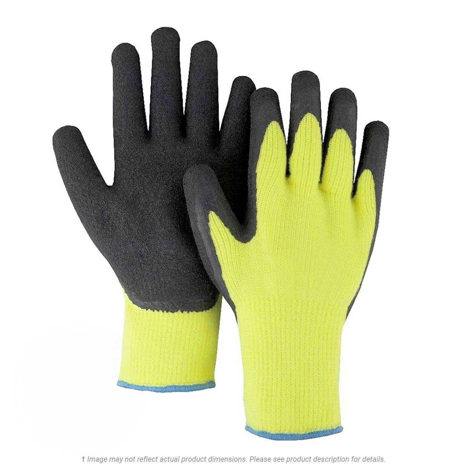 Thermal Palm Dipped Lined Grip Glove, Yellow, 2XL - 12 Pairs Per Bag