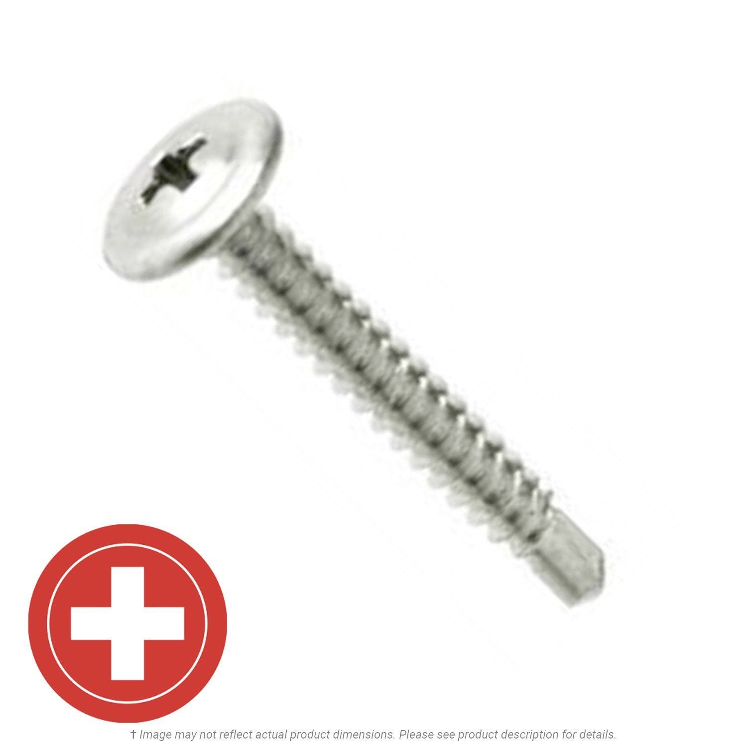 #8 x 1-1/4" Zinc Plated K-Lathe Round Washer Head Tek Screw