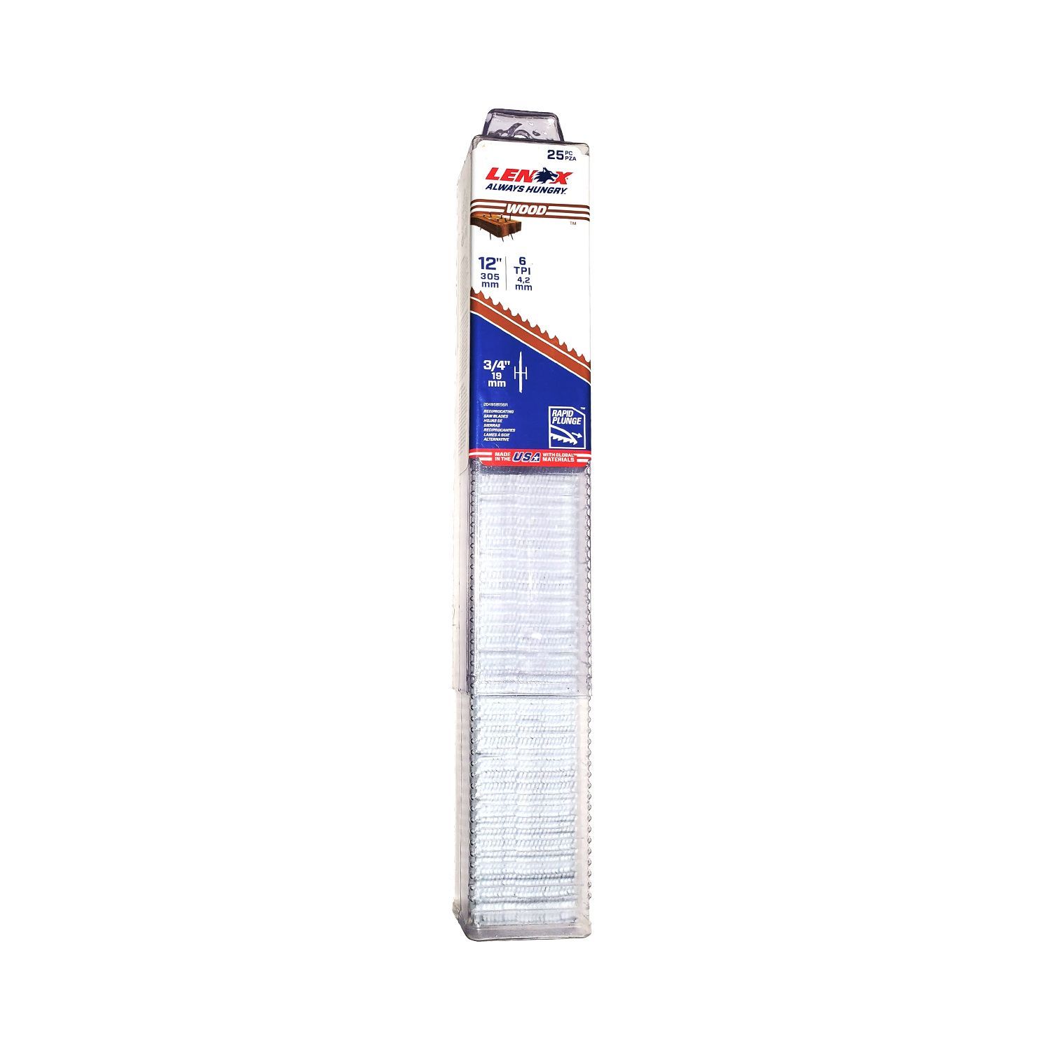 Lenox B156R - 12" x 6 TPI Bi-Metal Reciprocating Blade for Wood, 25-pack