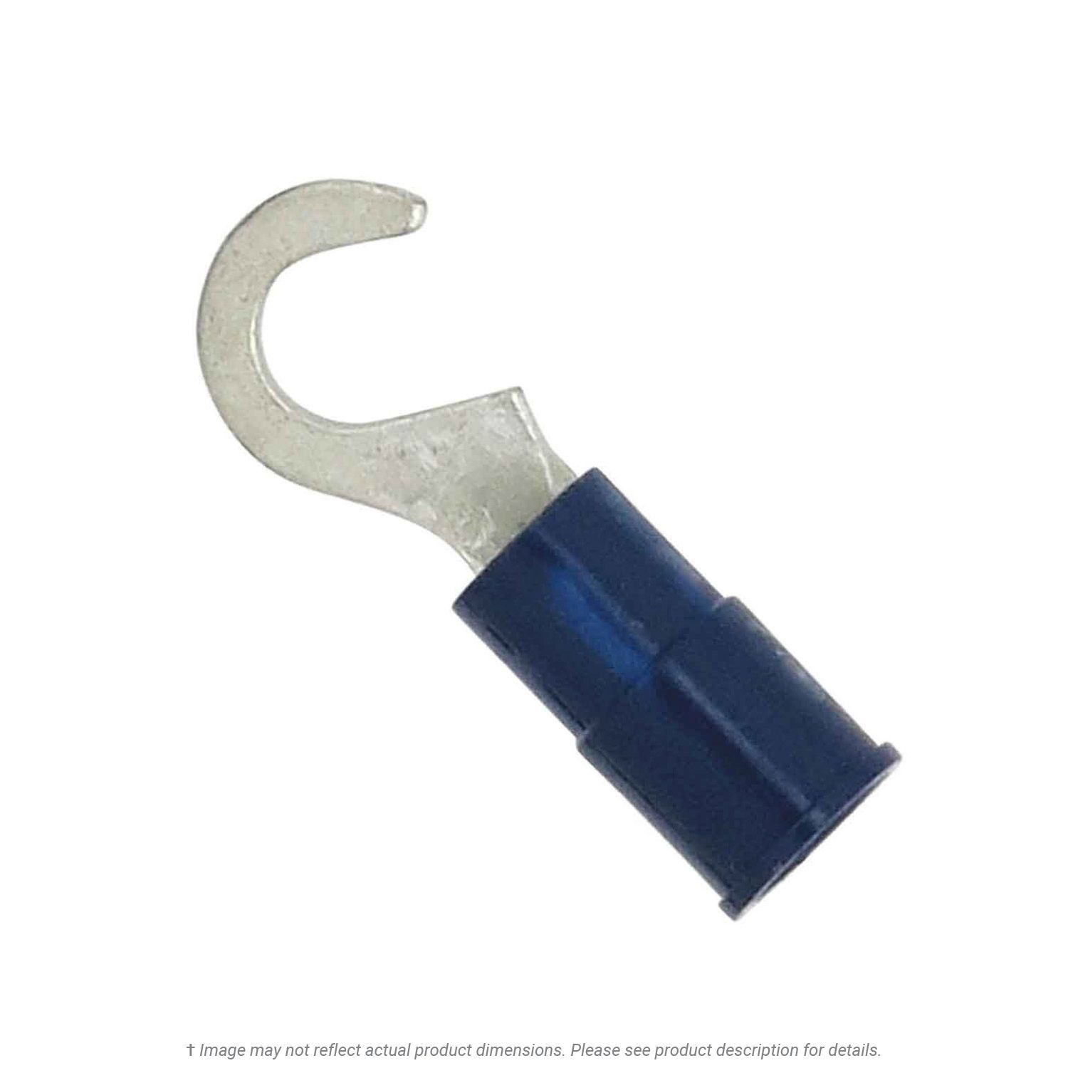 Nylon Insulated Hook Terminal Blue 16-14 AWG, #6 Stud - 50 Pack