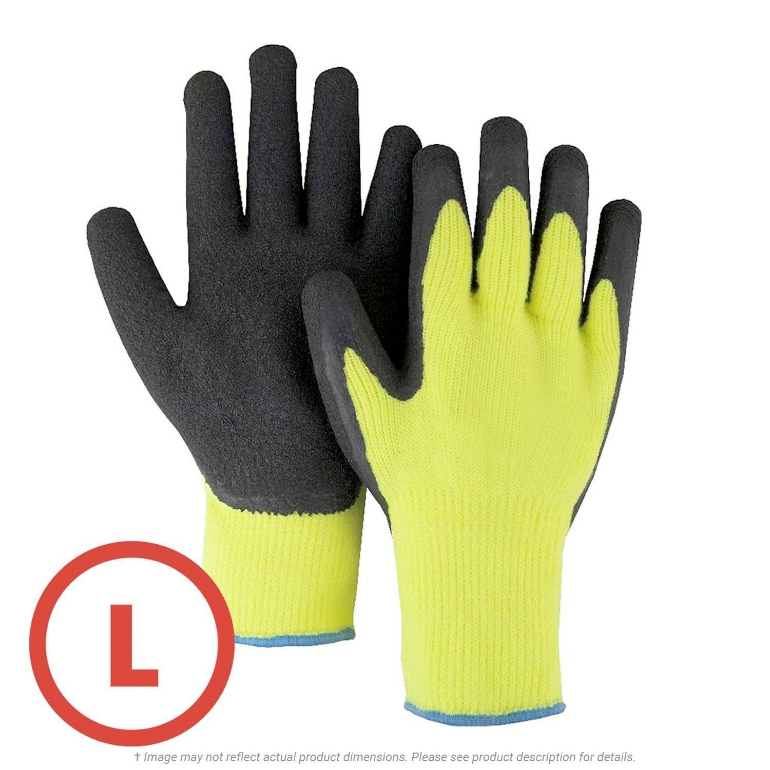 Thermal Palm Dipped Lined Grip Glove, Yellow, Large - 12 Pairs Per Bag