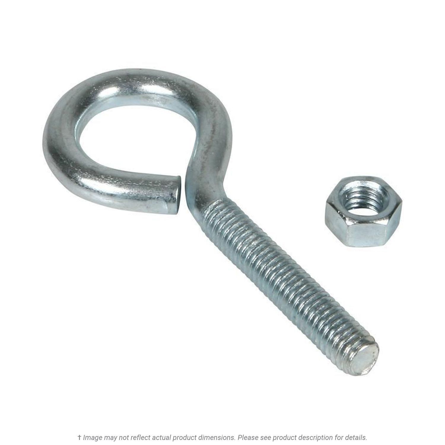 10-24 x 2-1/4" OAL Zinc Plated Bent Wire Eyebolt with Nut - 20 per Box