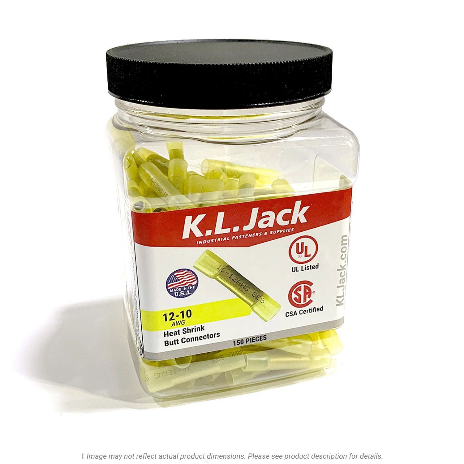Heat Shrink Butt Connector Yellow 12-10 - 150 Per Jar