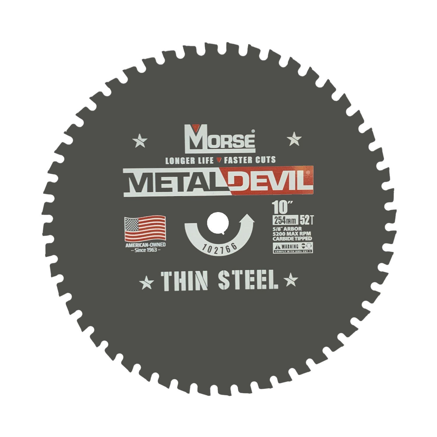 MK Morse 10" Metal Devil 102766 Thin Steel Cutting Circular Saw Blade 52T, 5/8" Arbor