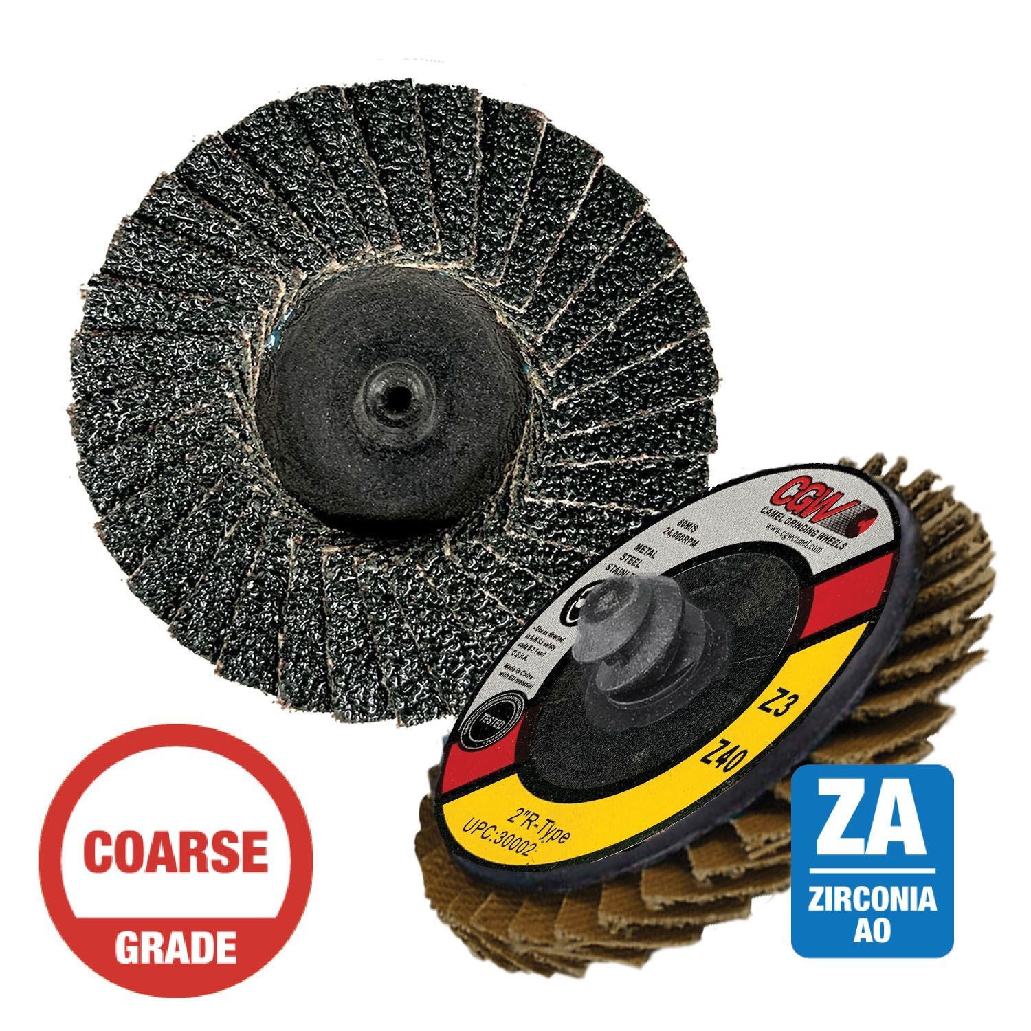 CGW 30002 Z3 Mini 2" Flap Disc Roll-On Arb. T27 40G Zirconia 10 per Box