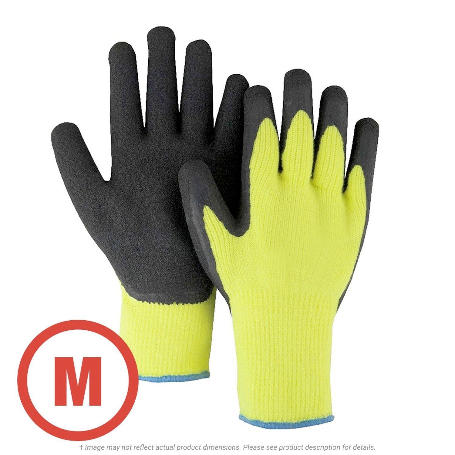 Thermal Palm Dipped Lined Grip Glove, Yellow, Medium - 12 Pairs Per Bag