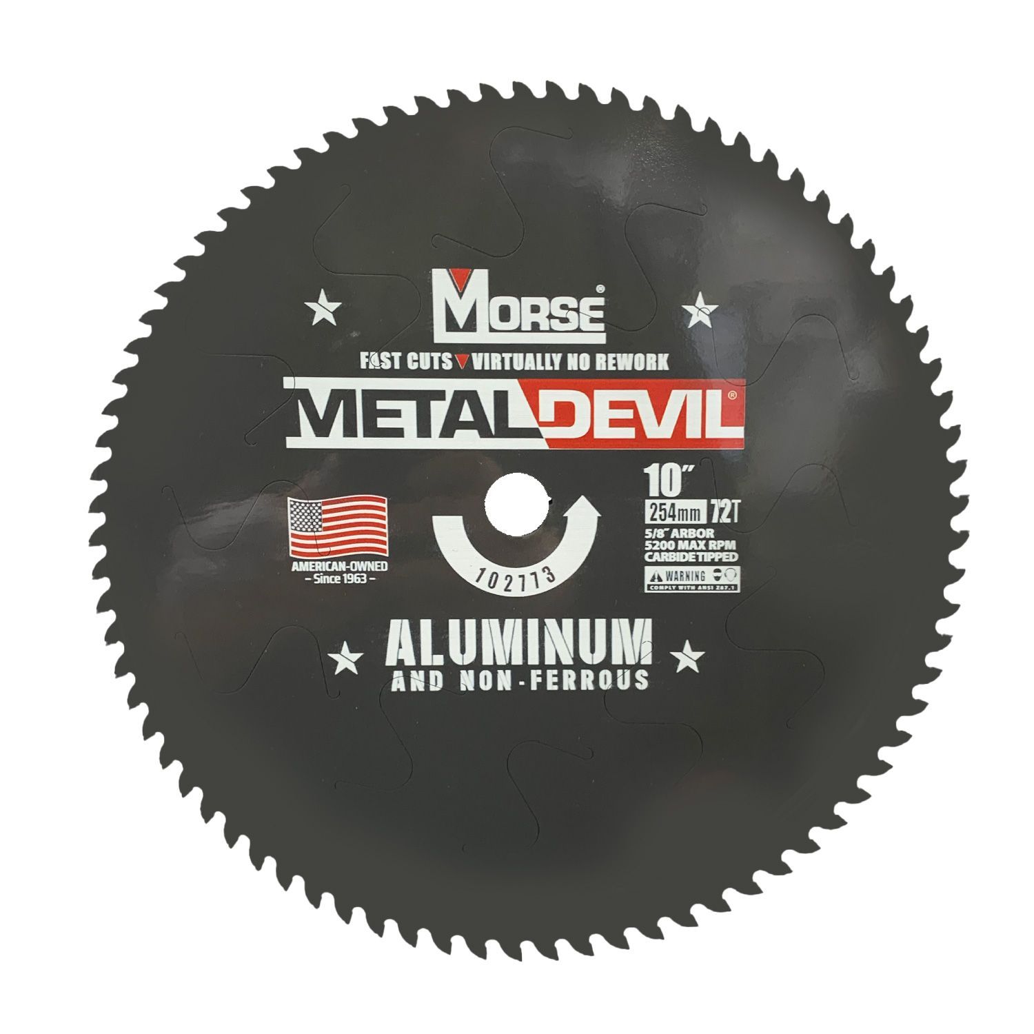 MK Morse 10" Metal Devil 102773 Aluminum Cutting Circular Saw Blade 72T, 5/8" Arbor