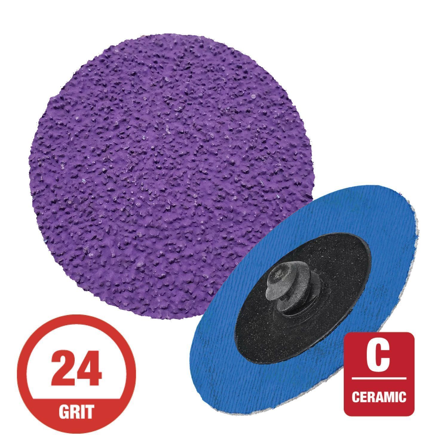 CGW 59920  3" Quick Change Disc Roll-On Arb. 24G Ceramic  25 per Box