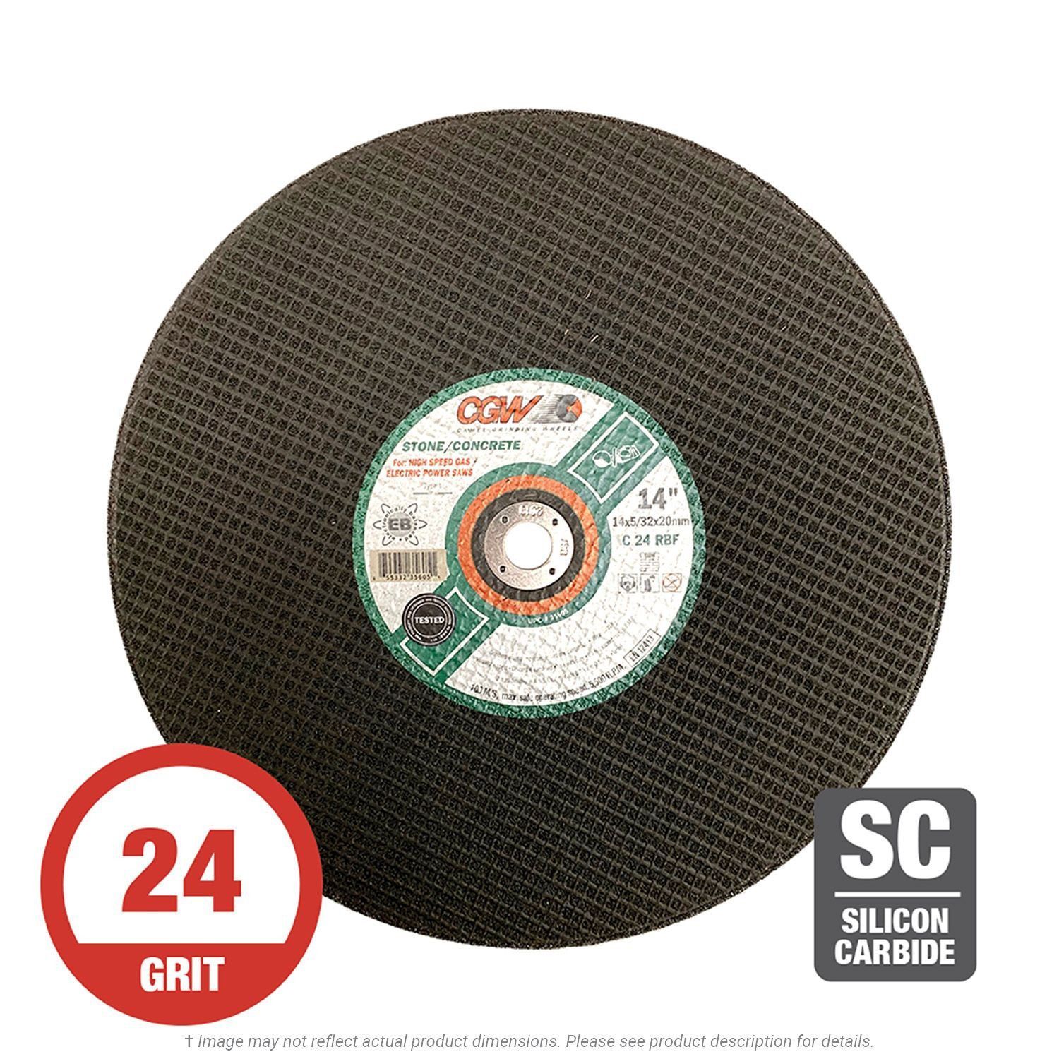 CGW 35606 High Speed 14" x 5/32" x 1" Masonry Cut-Off Wheel 24G SC 10 per Box