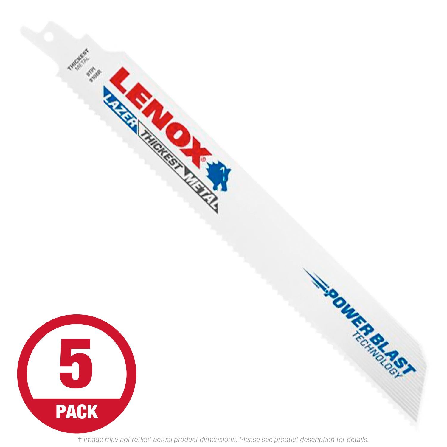 Lenox Lazer 9108R Heavy Duty 9" x 8 TPI Recip Saw Blade For Metal, 5-Pack