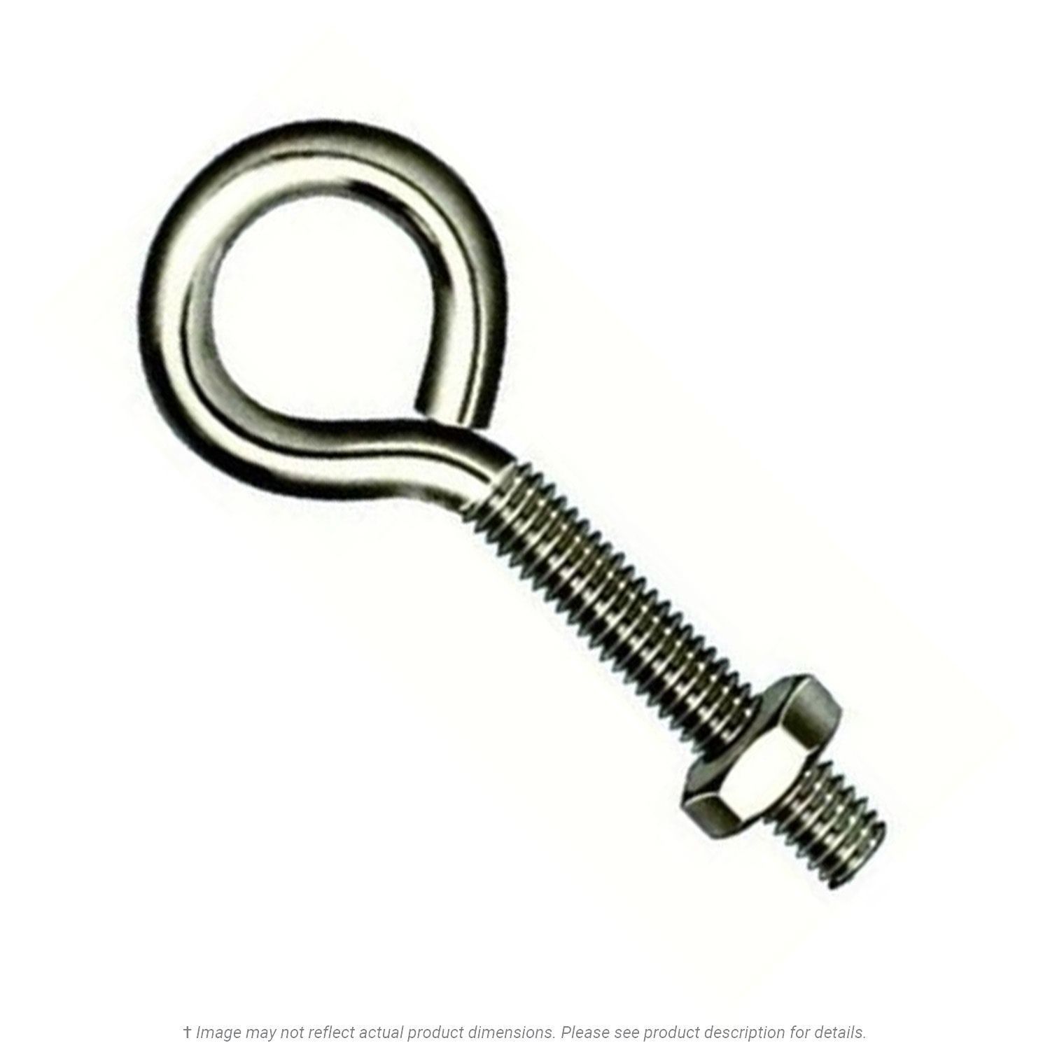 1/4"-20 x 3" Stainless Steel Wire Turned Eye Bolt with Nut - 10 per Box