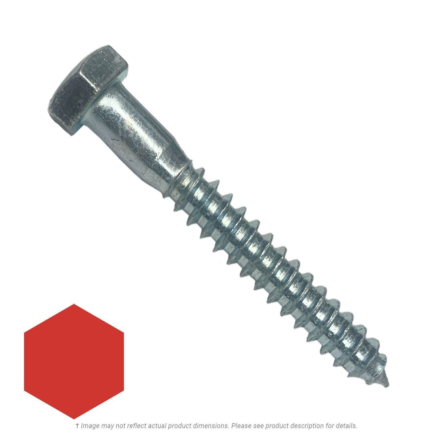 1/4" x 6" Zinc Plated Hex Lag Screw