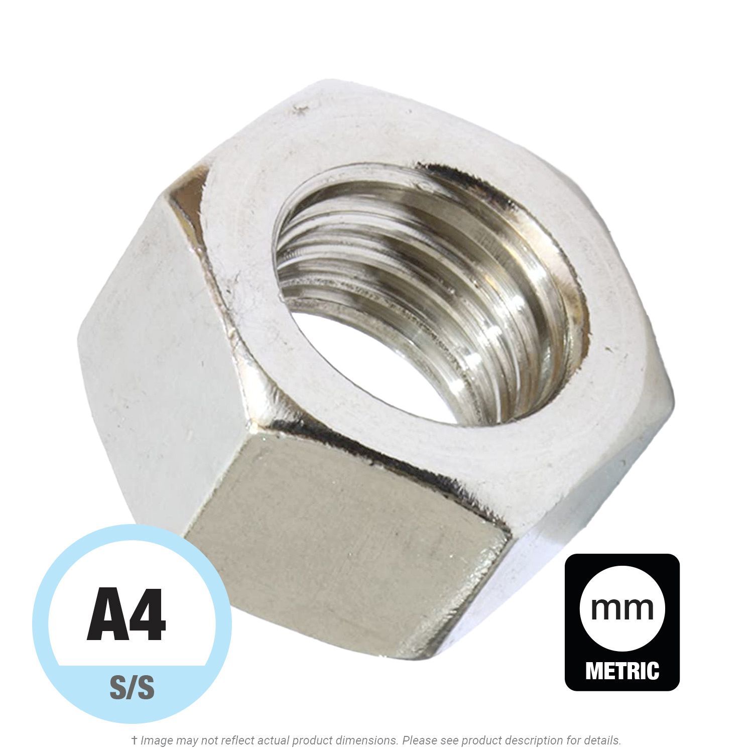 M4-.7 Stainless Steel Finish Hex Nut A4