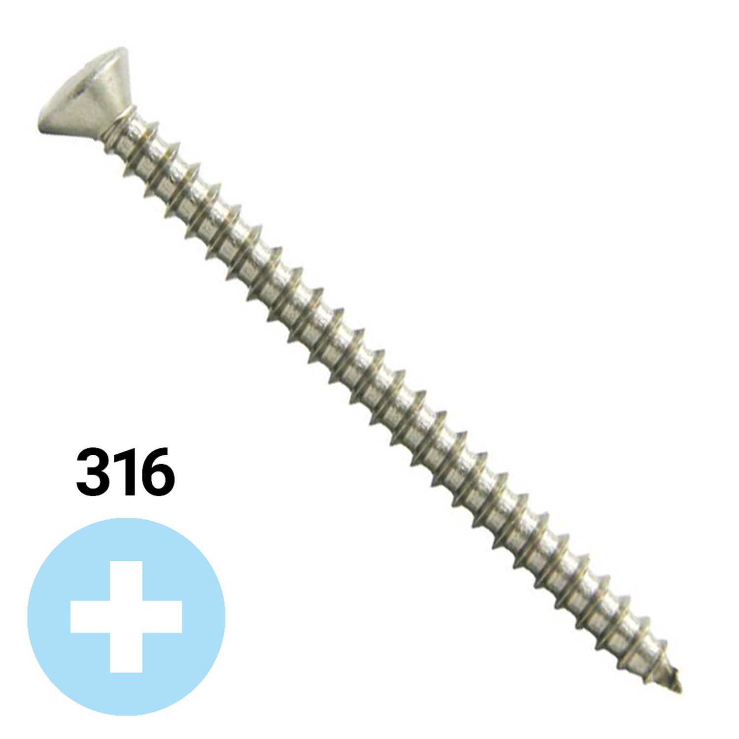 Phillips Oval Head Sheet Metal Screw 316 Stainless Steel #8
