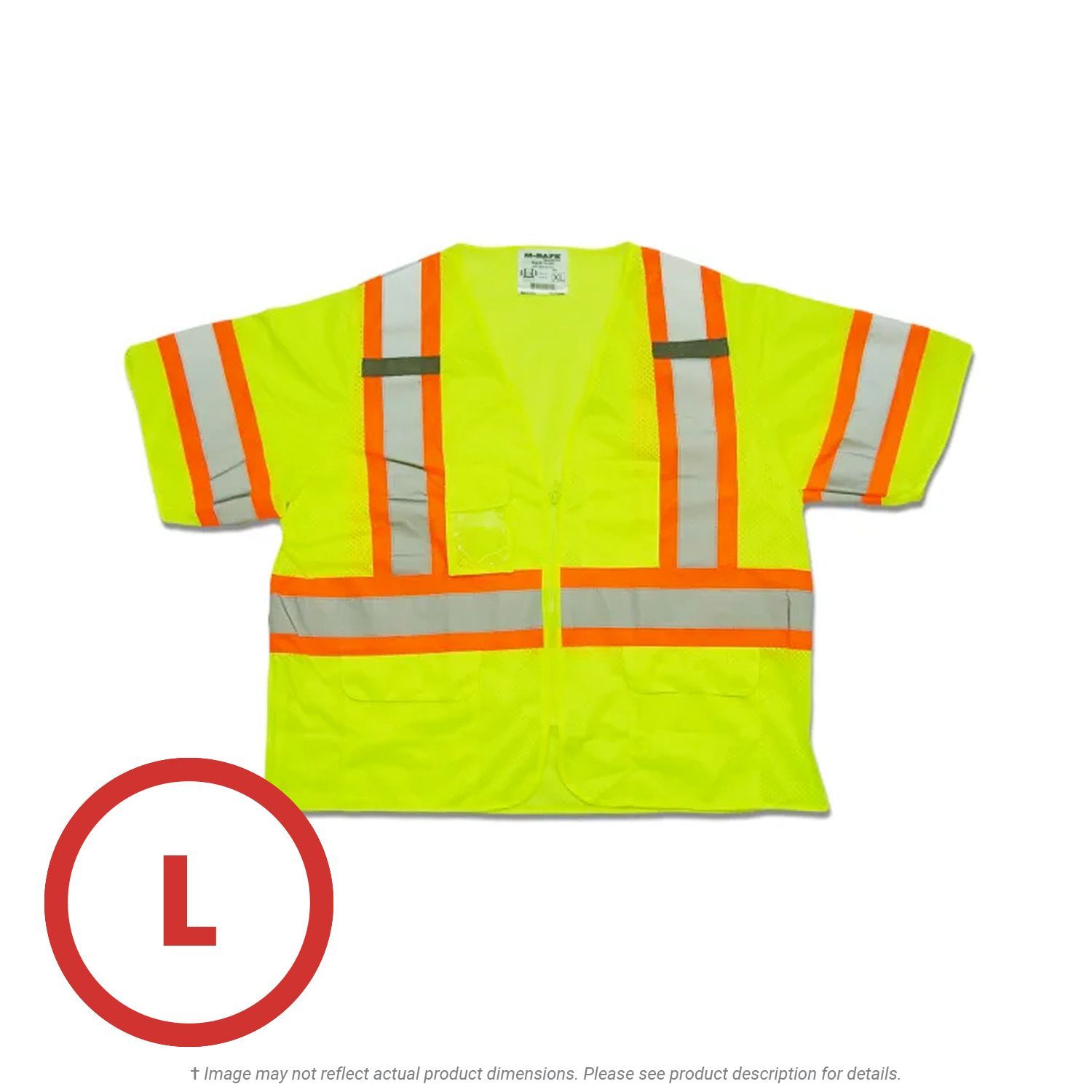 Hi-Viz Mesh Safety Vest, DOT Striping, ANSI Class 3, Yellow, Large