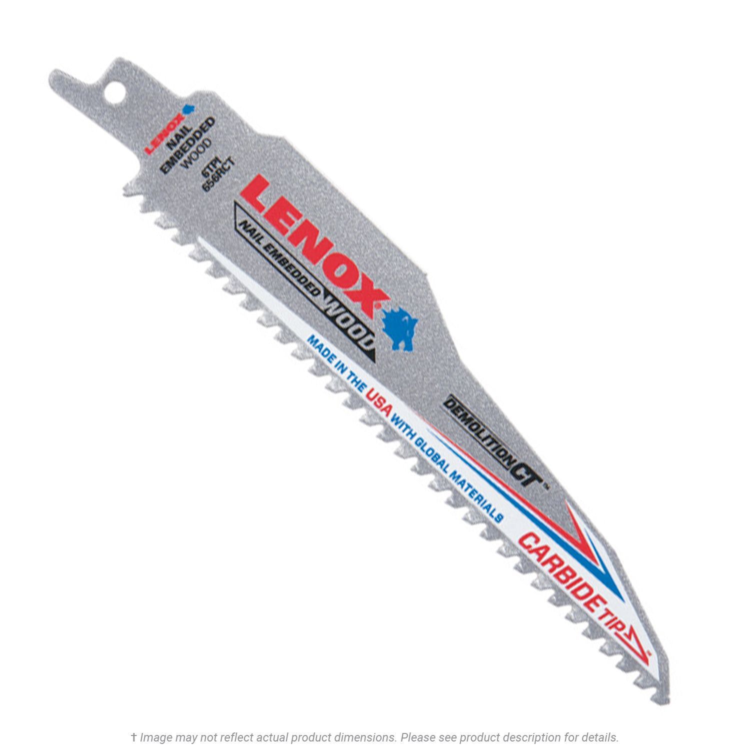 Lenox Demolition CT 6" x 6 Tooth Carbide Tipped Reciprocating Blade 1
