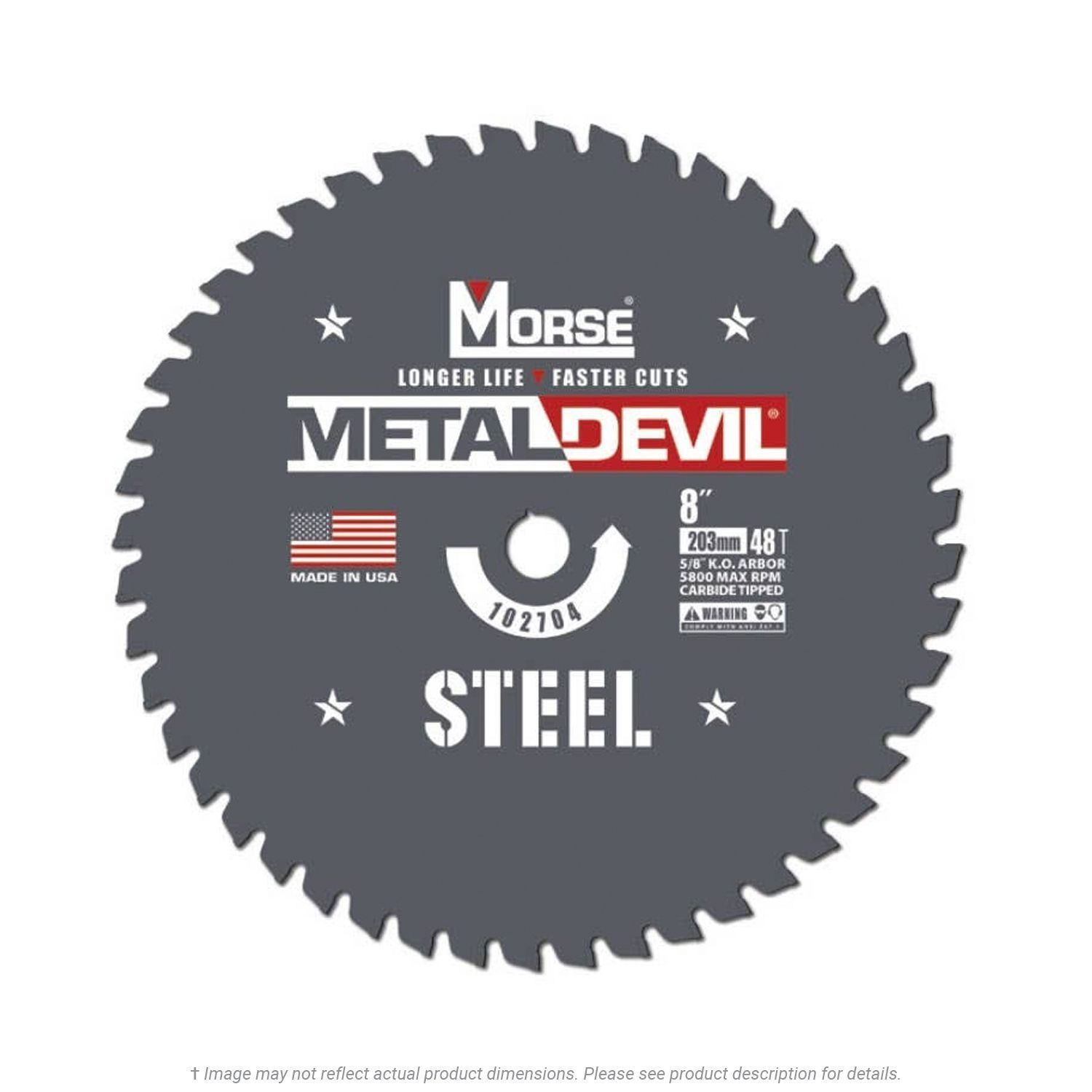 MK Morse 8" Metal Devil 102704 Steel Cutting Circular Saw Blade 48T, 5/8" Arbor