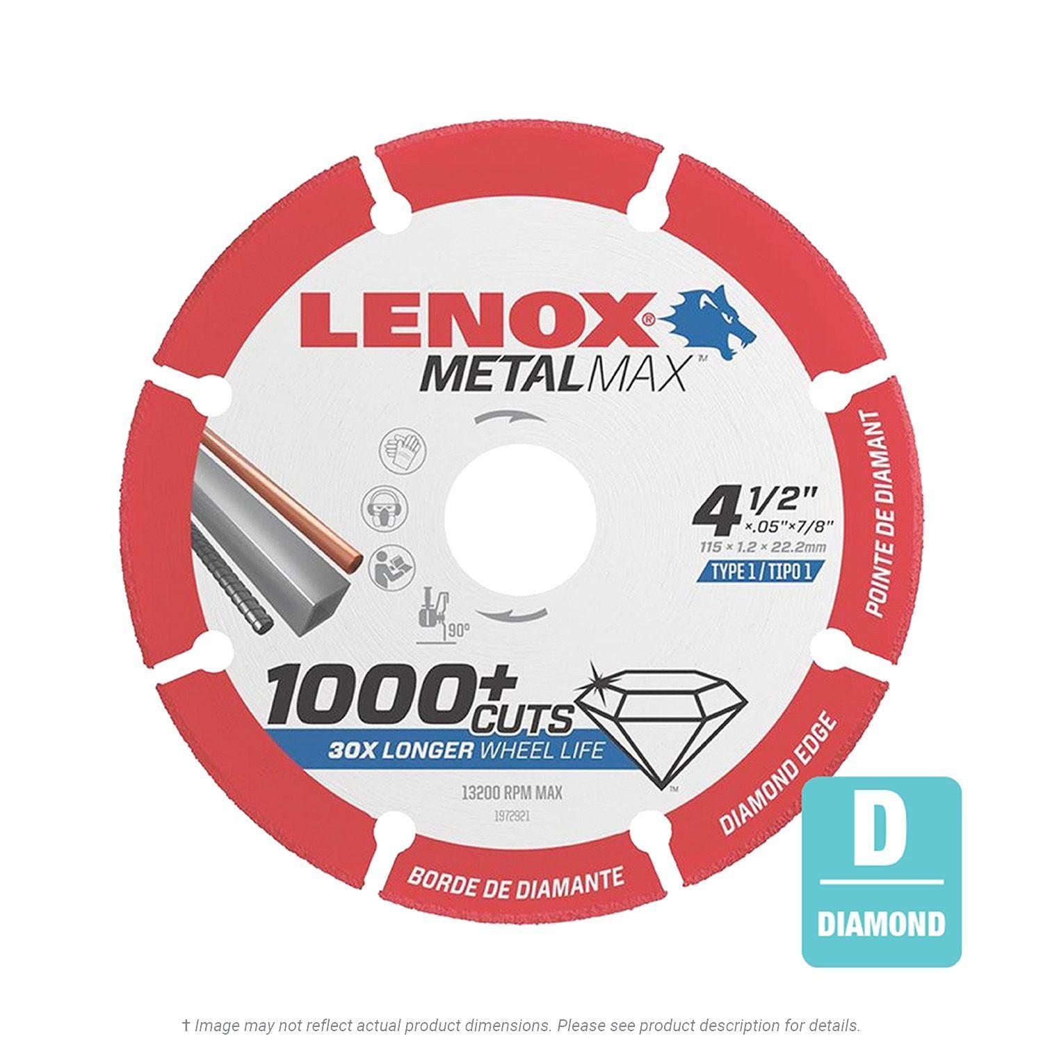 Lenox MetalMax  4-1/2" x .050" x 7/8" Arbor T1 Cut-Off Wheel 1972921