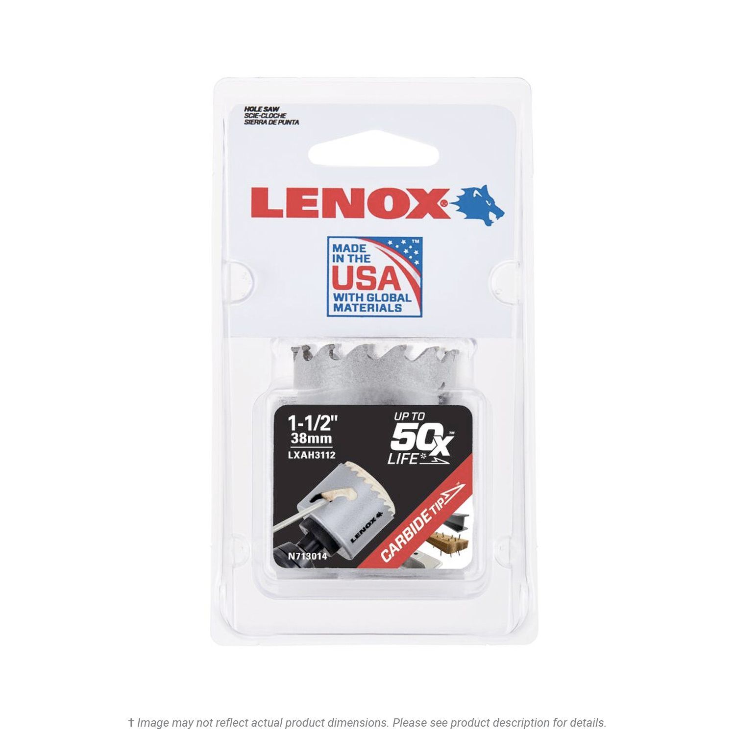 Lenox 1-1/2" Carbide Tipped Hole Saw, LXAH3112