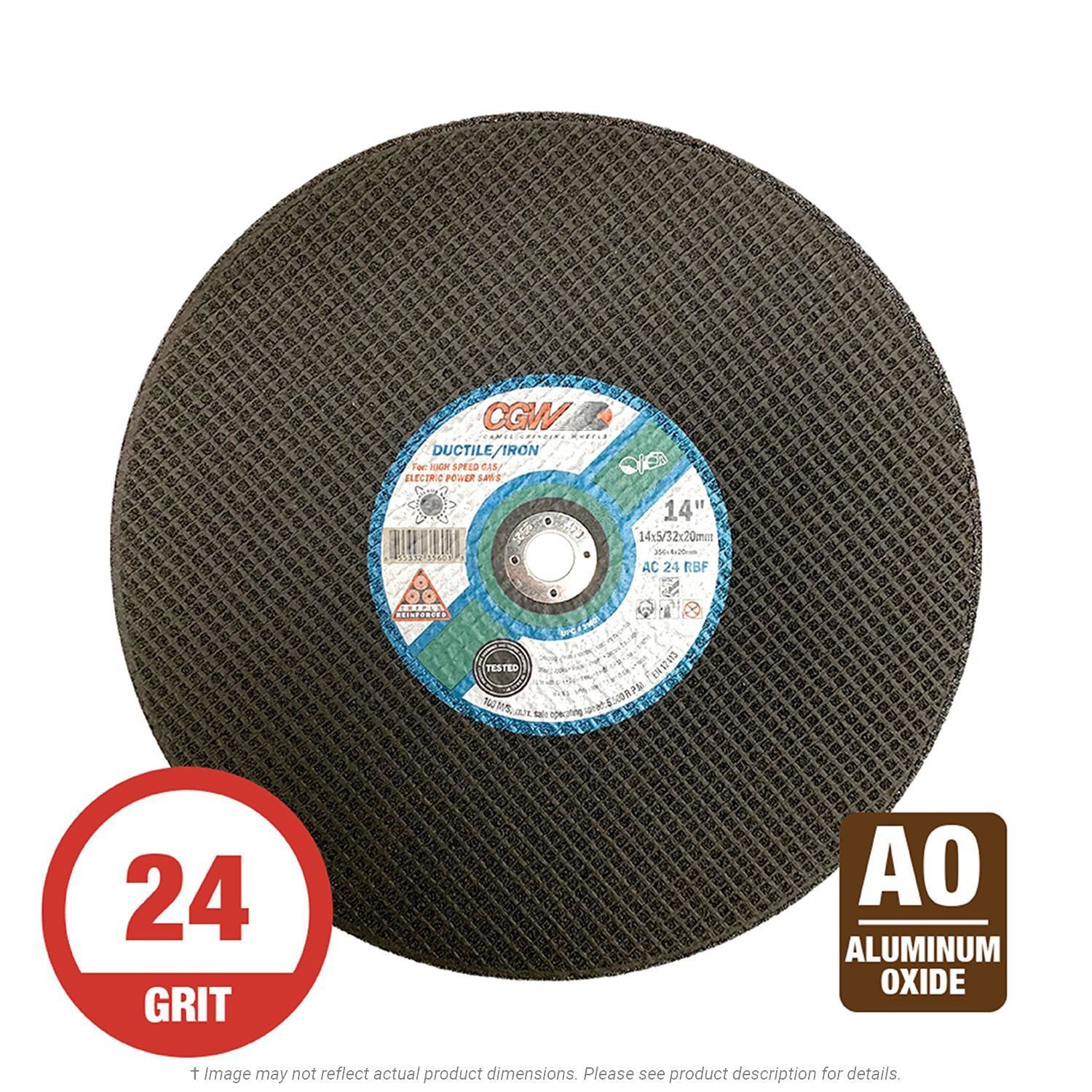 CGW 35601 High Speed 14" x 5/32" x 1" Ductile Iron Cut-Off Wheel AC24R TR 10 per Box