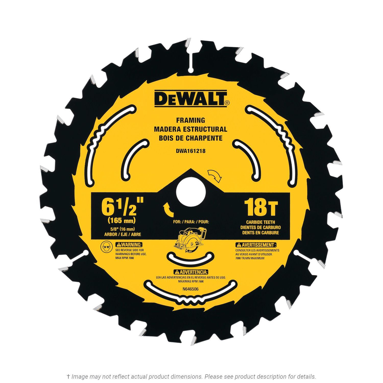 DeWalt 6-1/2" Circular Saw Blade 18T