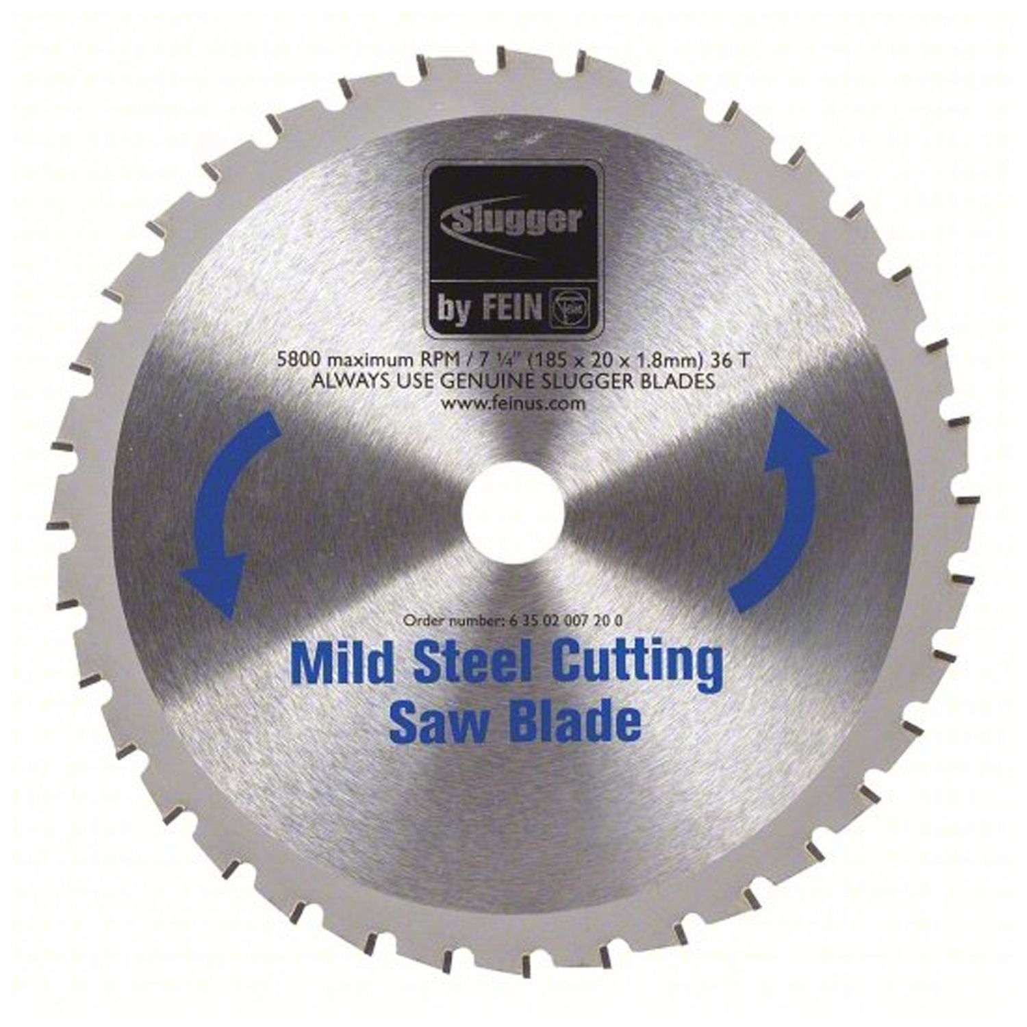 7-1/4" x 20mm Arbor Fein 63502007200 Saw Blade For Mild Steel, 36 Tooth