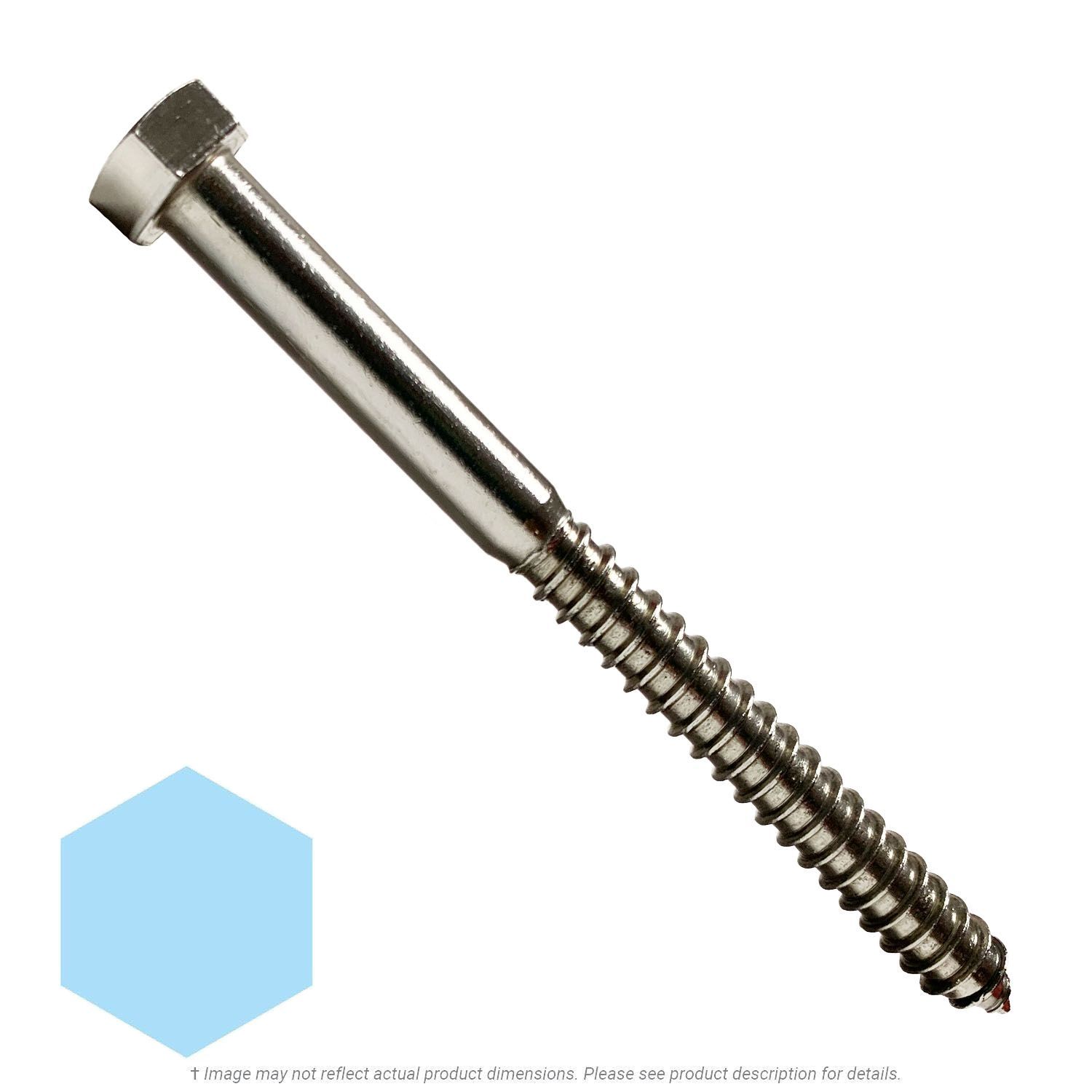 1/4" x 6" Stainless Steel Hex Lag Screw 18-8