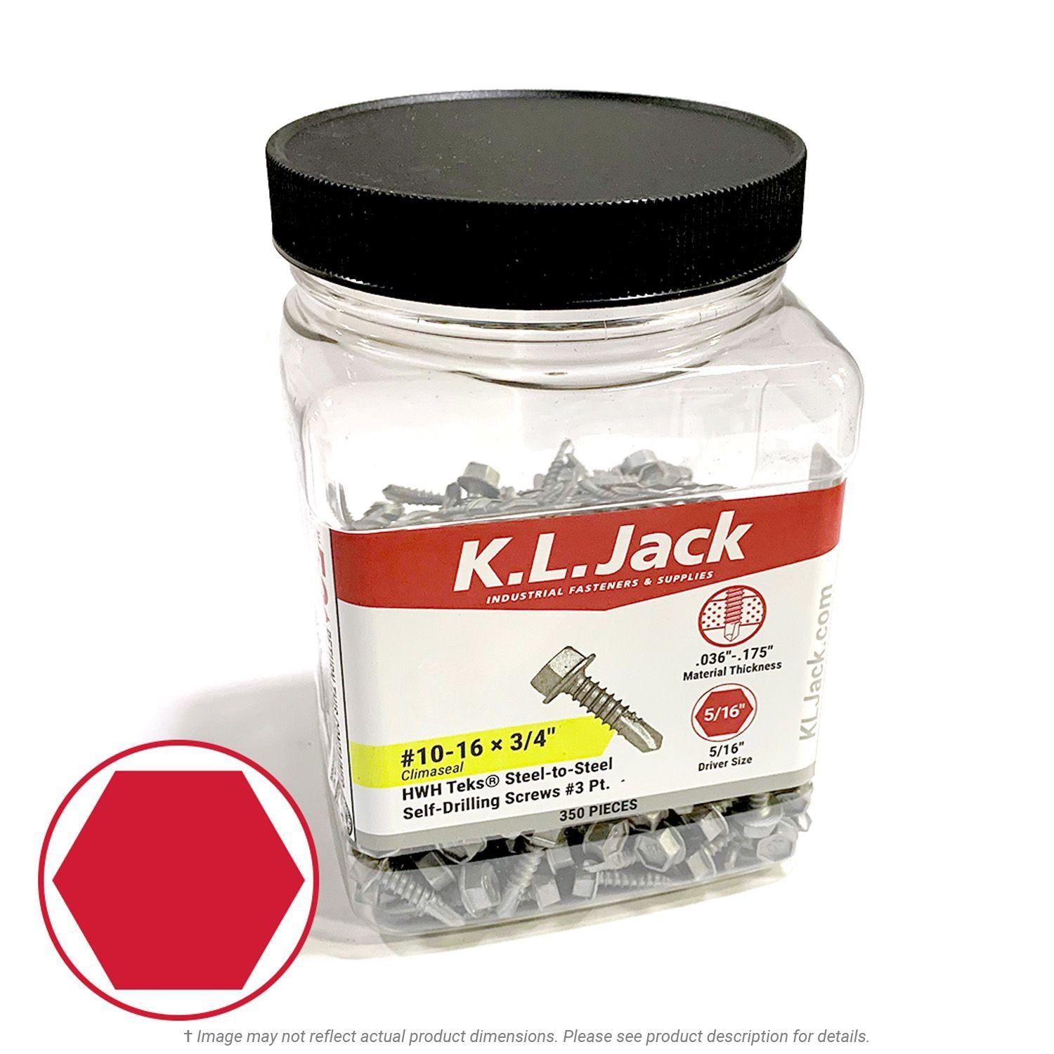 #10 x 3/4" Ceramic Coated Hex Washer Head Tek Screws - 350 Per Jar