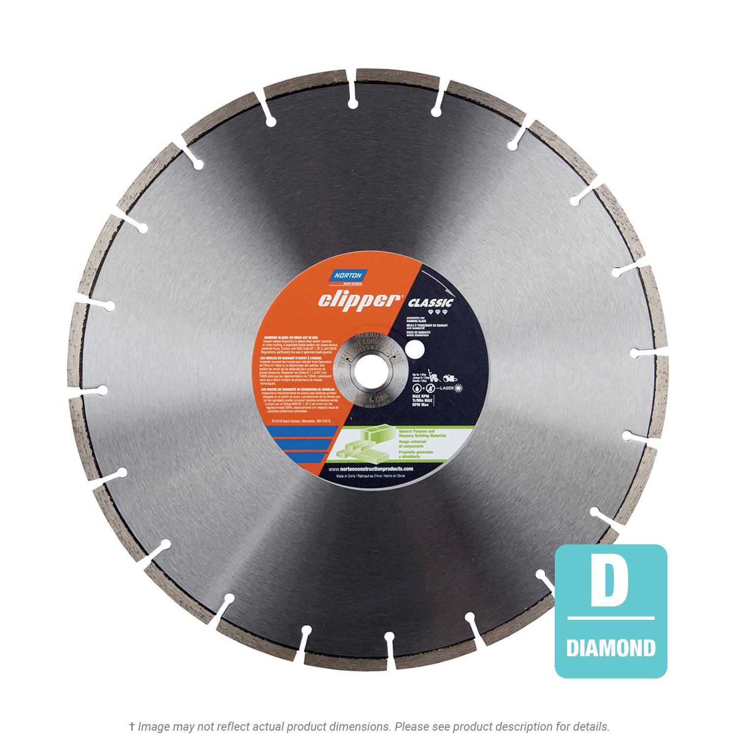 Norton Clipper 12" x .110" x 1"- 20mm General Purpose High Speed Dry Diamond Blade