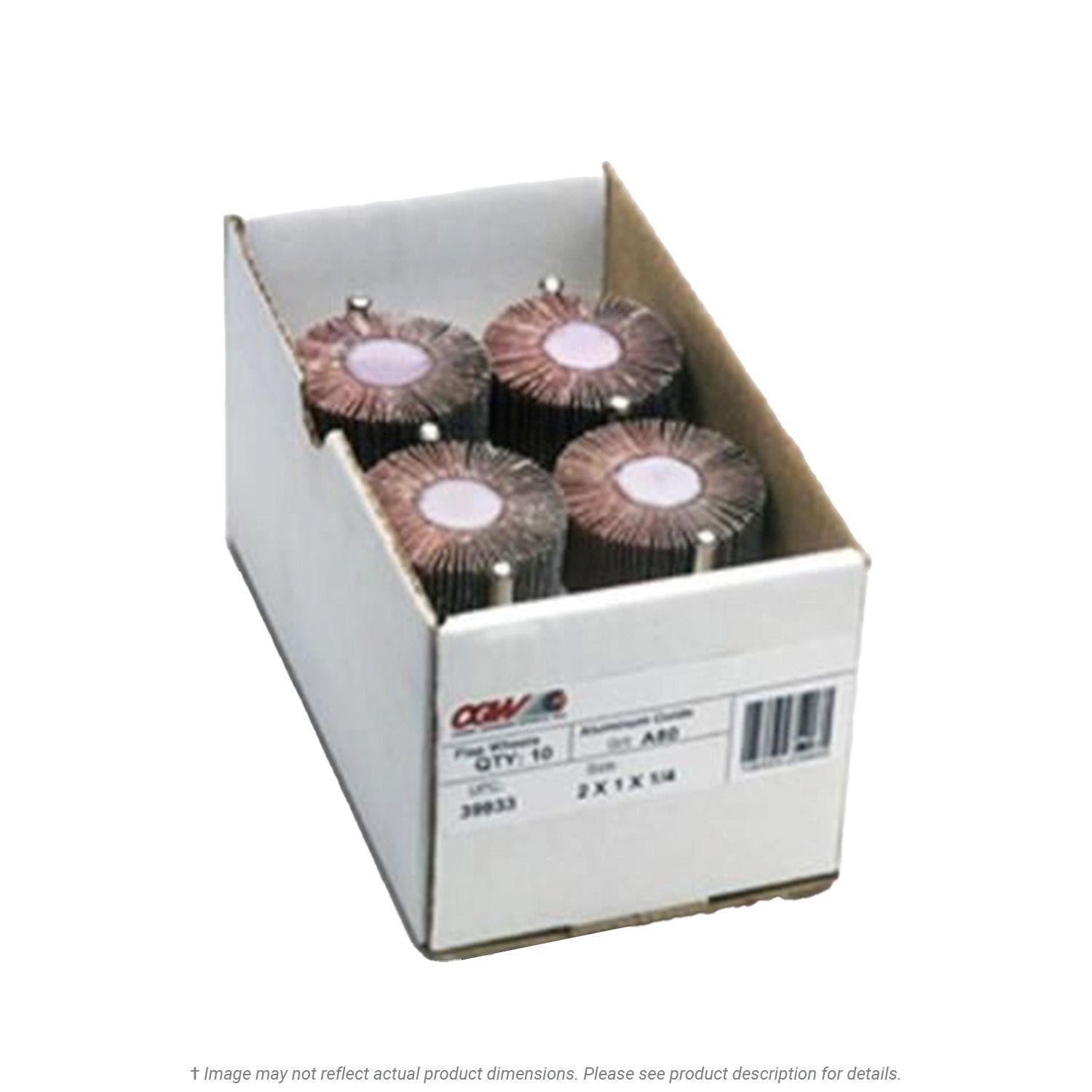 CGW 39916 Firm Flap Wheel 1-1/2" x 1/2" x 1/4" Shank  80G AO 10 per Box