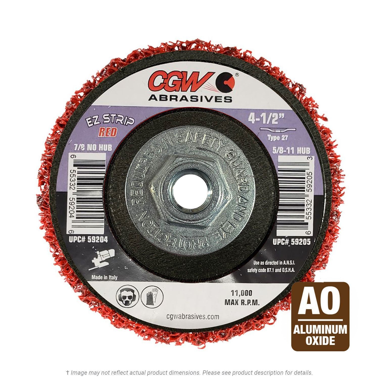 CGW 59205 EZ Strip Wheel 4-1/2" x 5/8"-11 AO Coarse Red 10 per Box