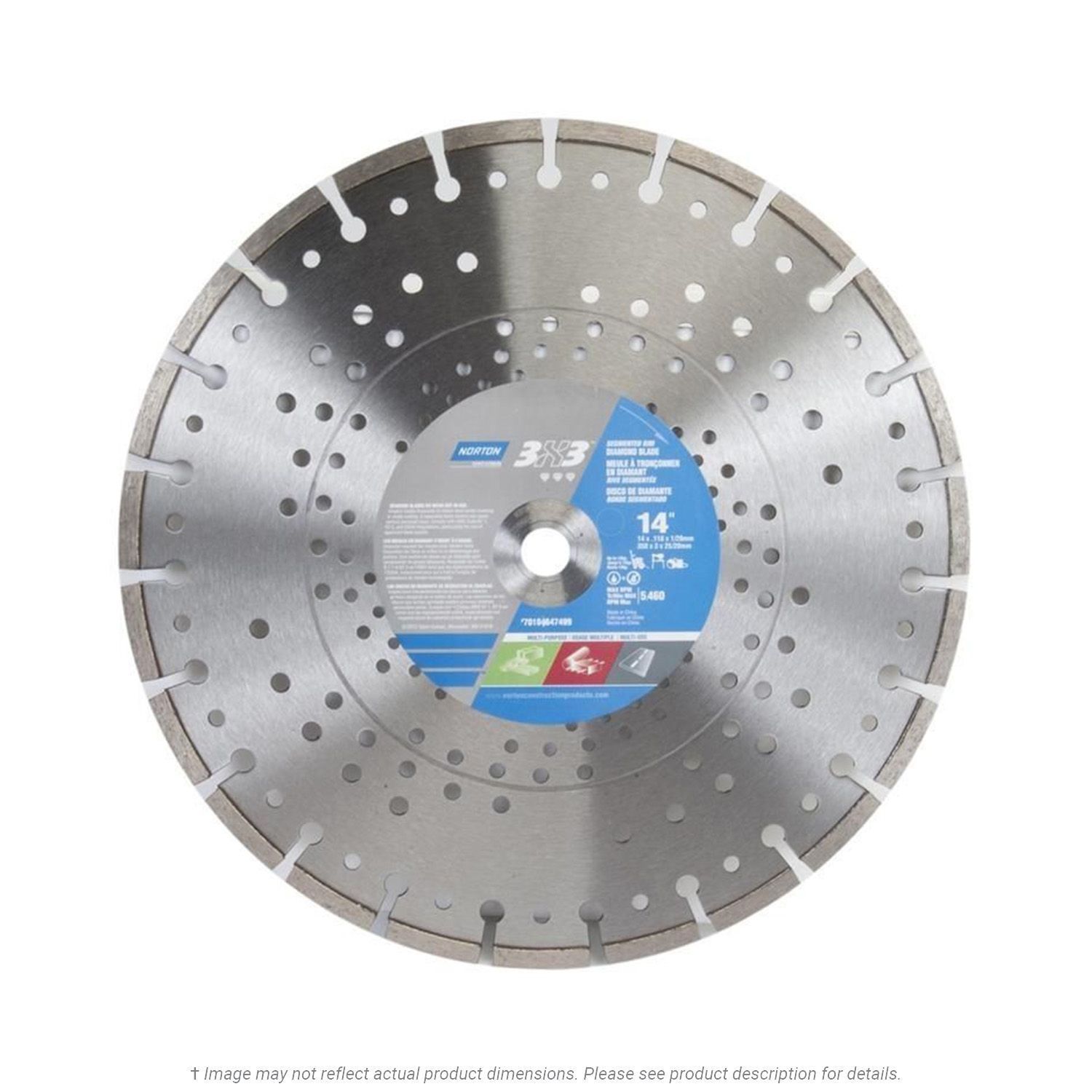 Norton Clipper 3X3  Multi-Purpose 14" x .118" x 1"- 20mm High-Speed Dry Diamond Blade