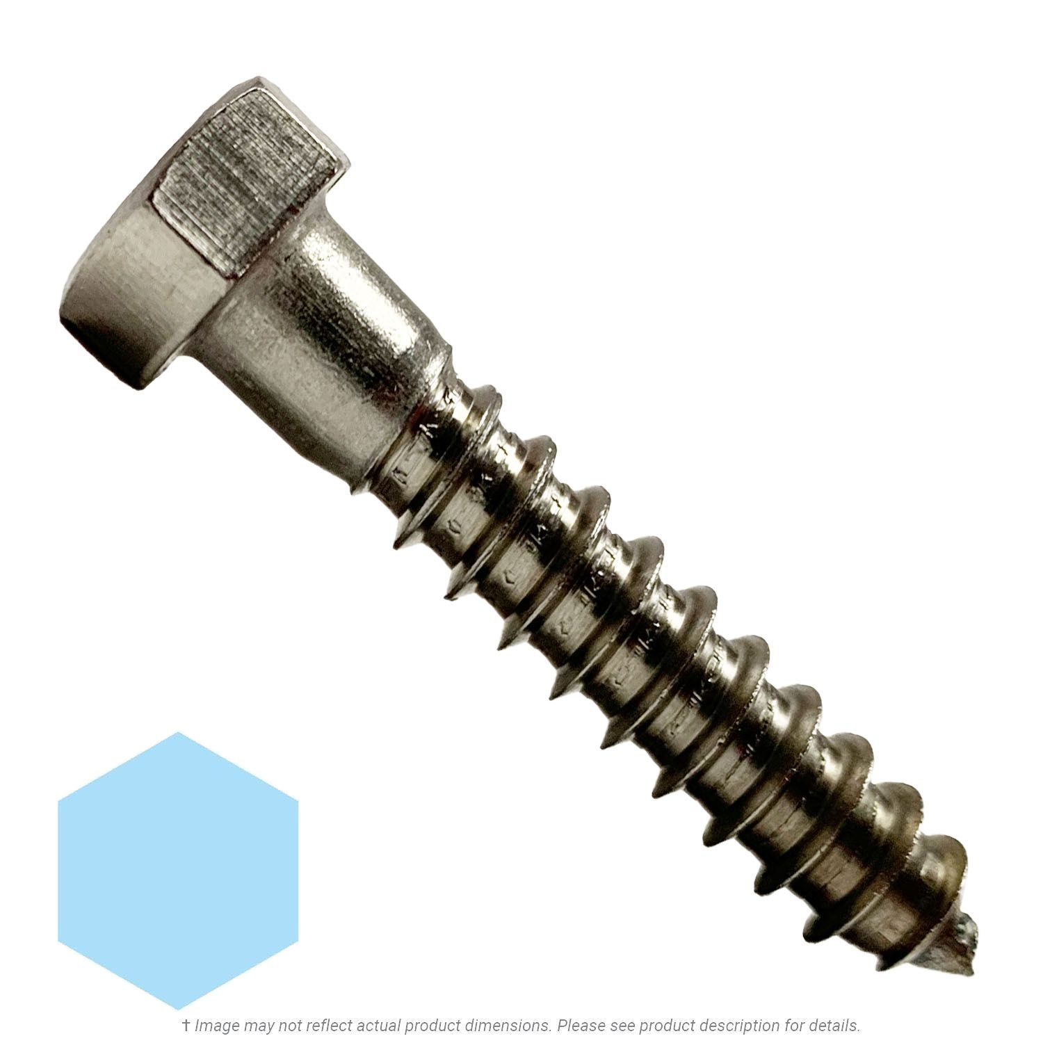 3/8" x 2" Stainless Steel Hex Lag Screw 18-8