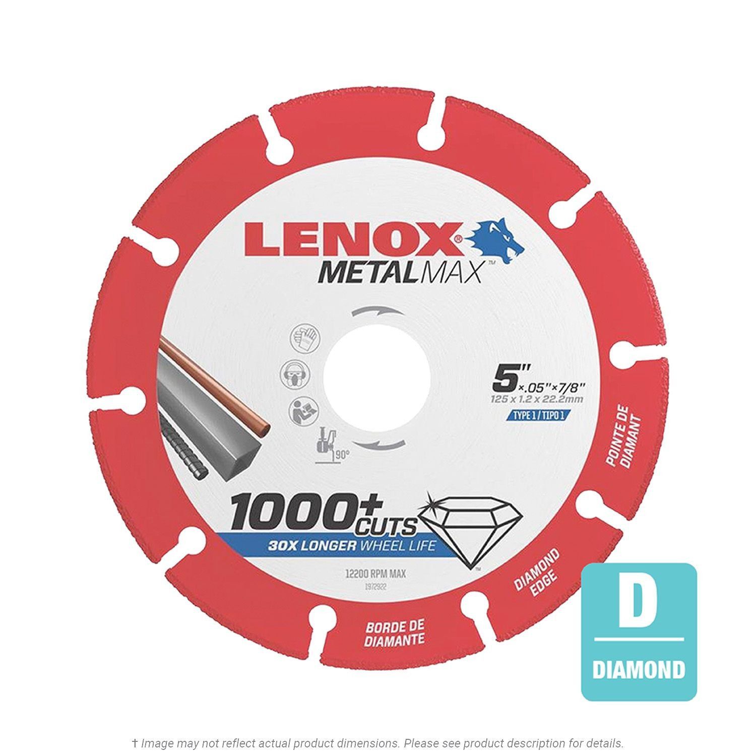 Lenox MetalMax  5" x .050" x 7/8" Arbor T1 Cut-Off Wheel 1972922