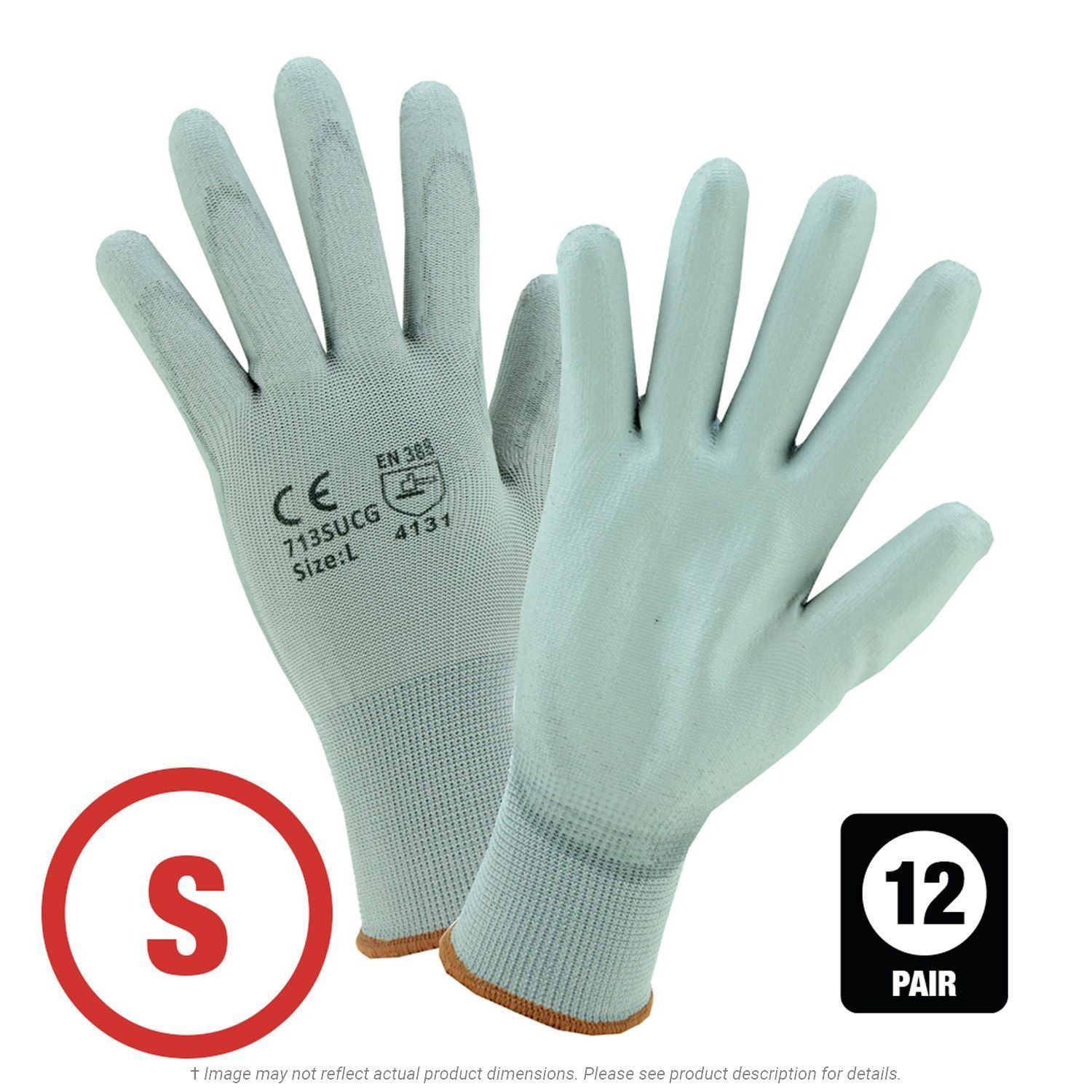 Gray Polyurethane Coated Nylon Glove Small - 12 Pairs Per Bag
