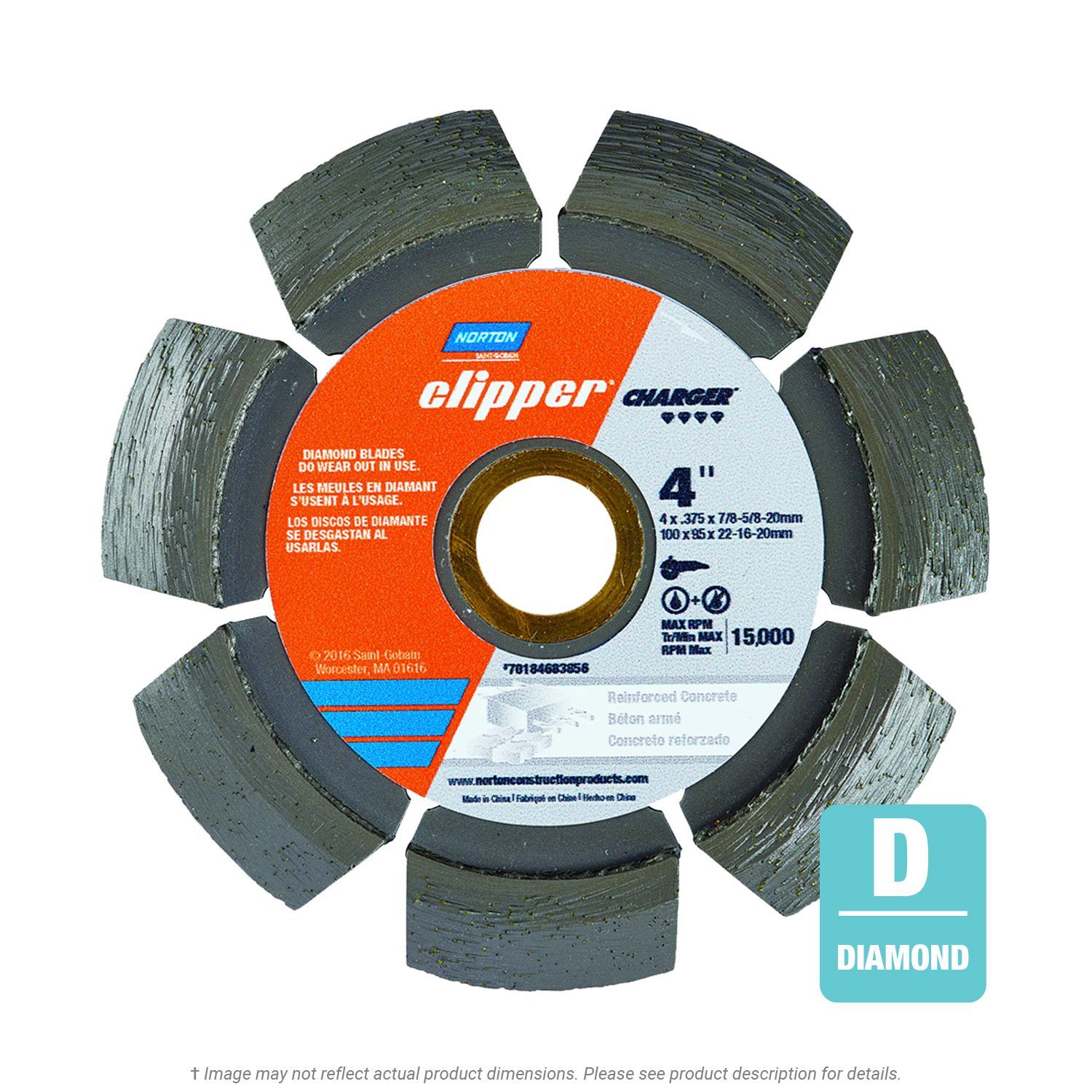 Norton Clipper Charger 4" x .375" x 5/8"-7/8" Crack/Joint Chasing Diamond Blade