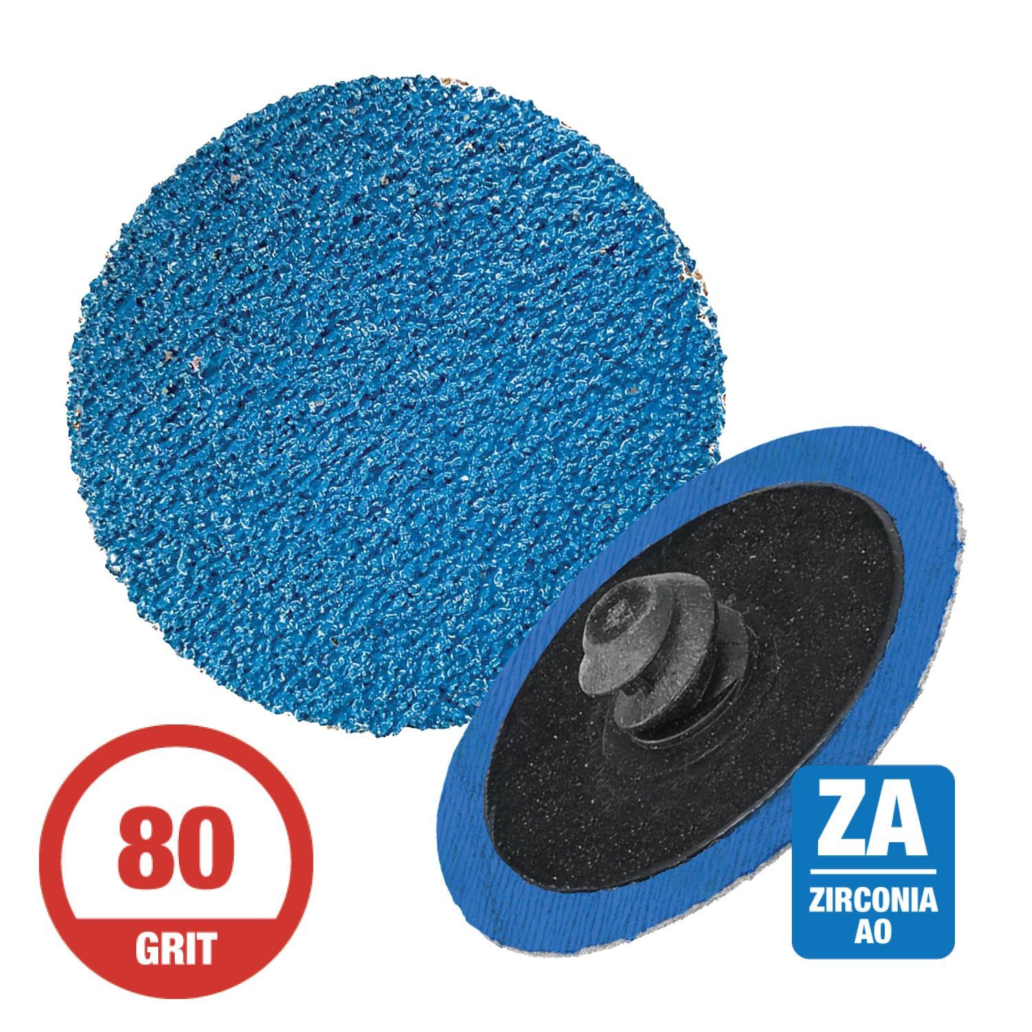 CGW 59564  1-1/2" Quick Change Disc Roll-On Arb. 80G Zirconia 100 per Box