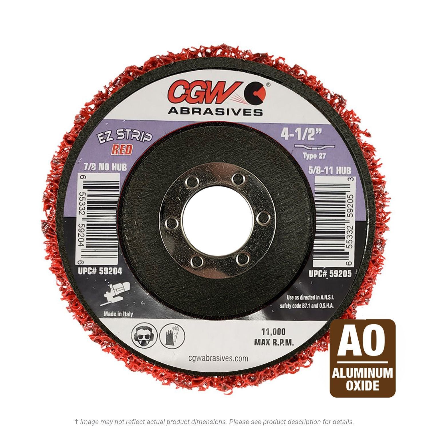 CGW 59204 EZ Strip Wheel 4-1/2" x 7/8" AO Coarse Red 10 per Box