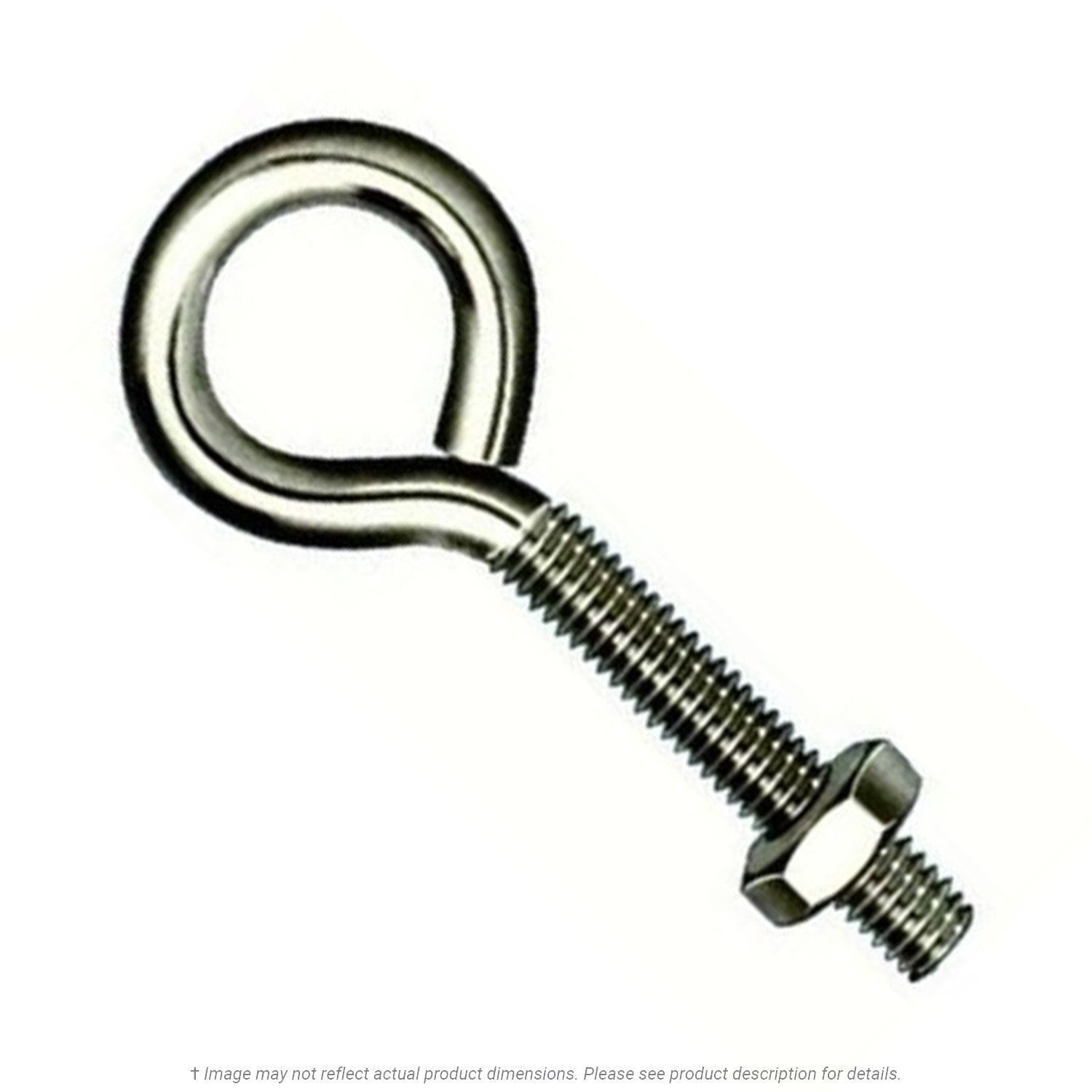 3/8"-16 x 6" Stainless Steel Wire Turned Eye Bolt with Nut - 10 per Box