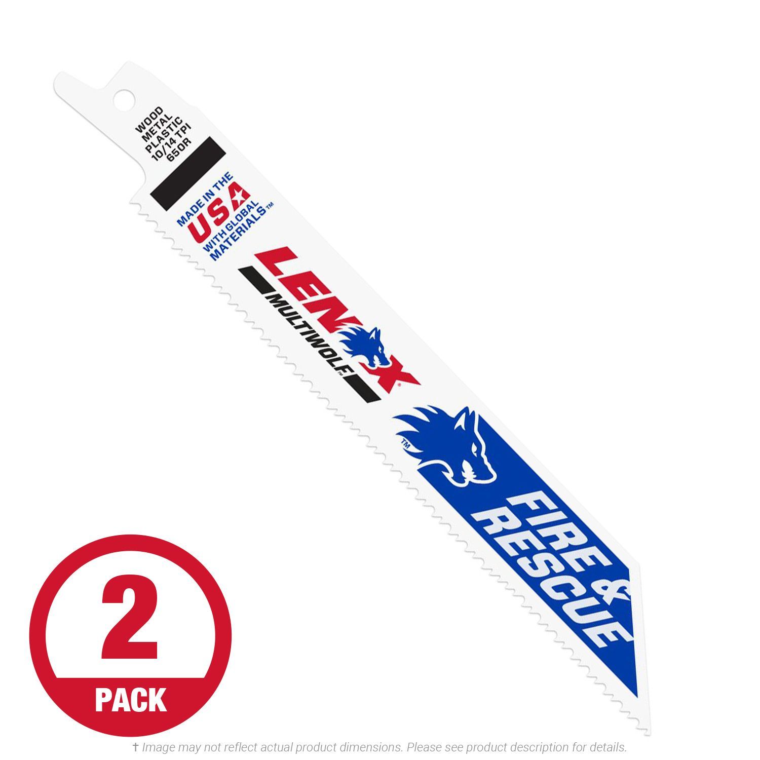 Lenox 650R 6" x 10/14 TPI General Purpose BiMetal Recip Blade, 2Pack