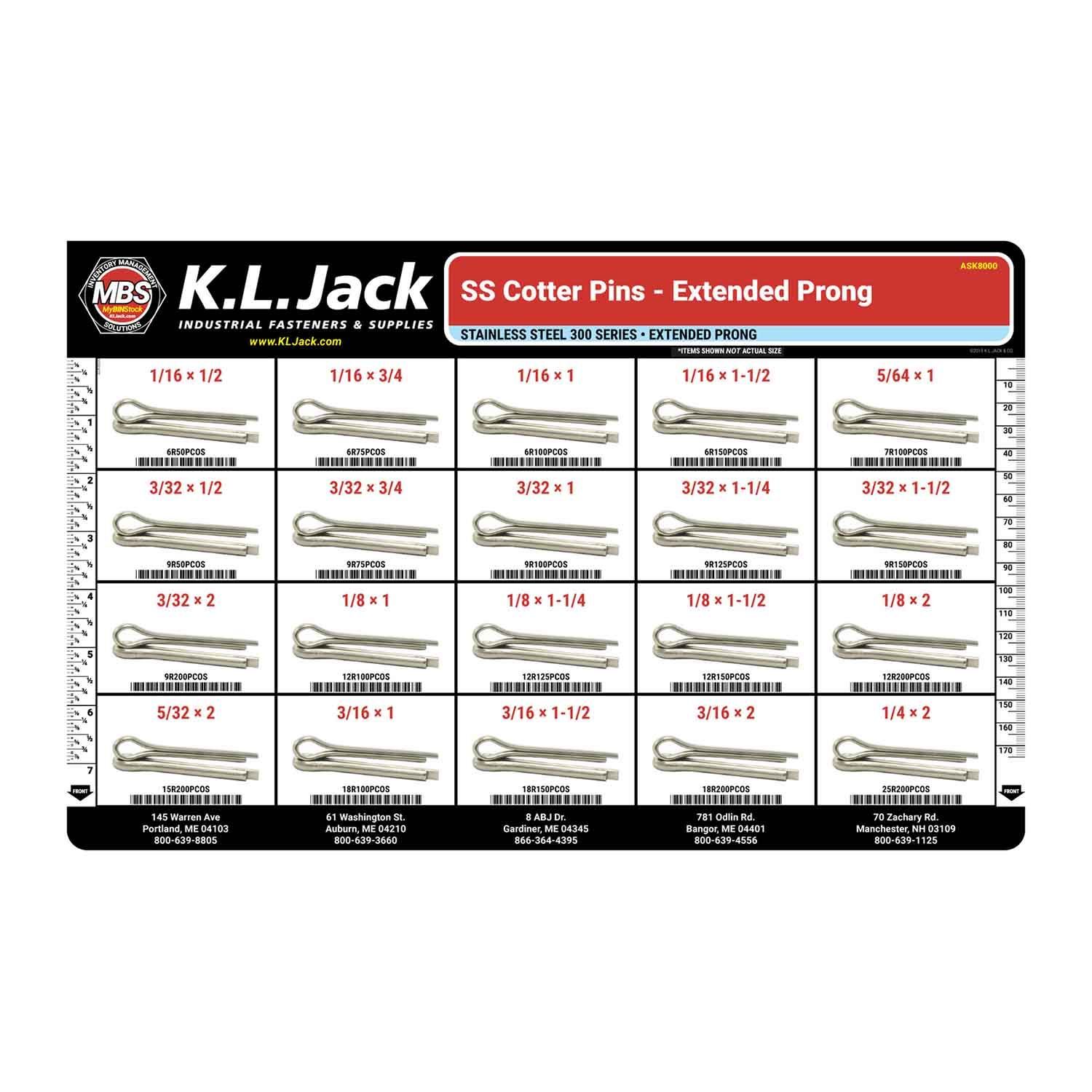 Stainless Steel Cotter Pin Assortment K.L. Jack
