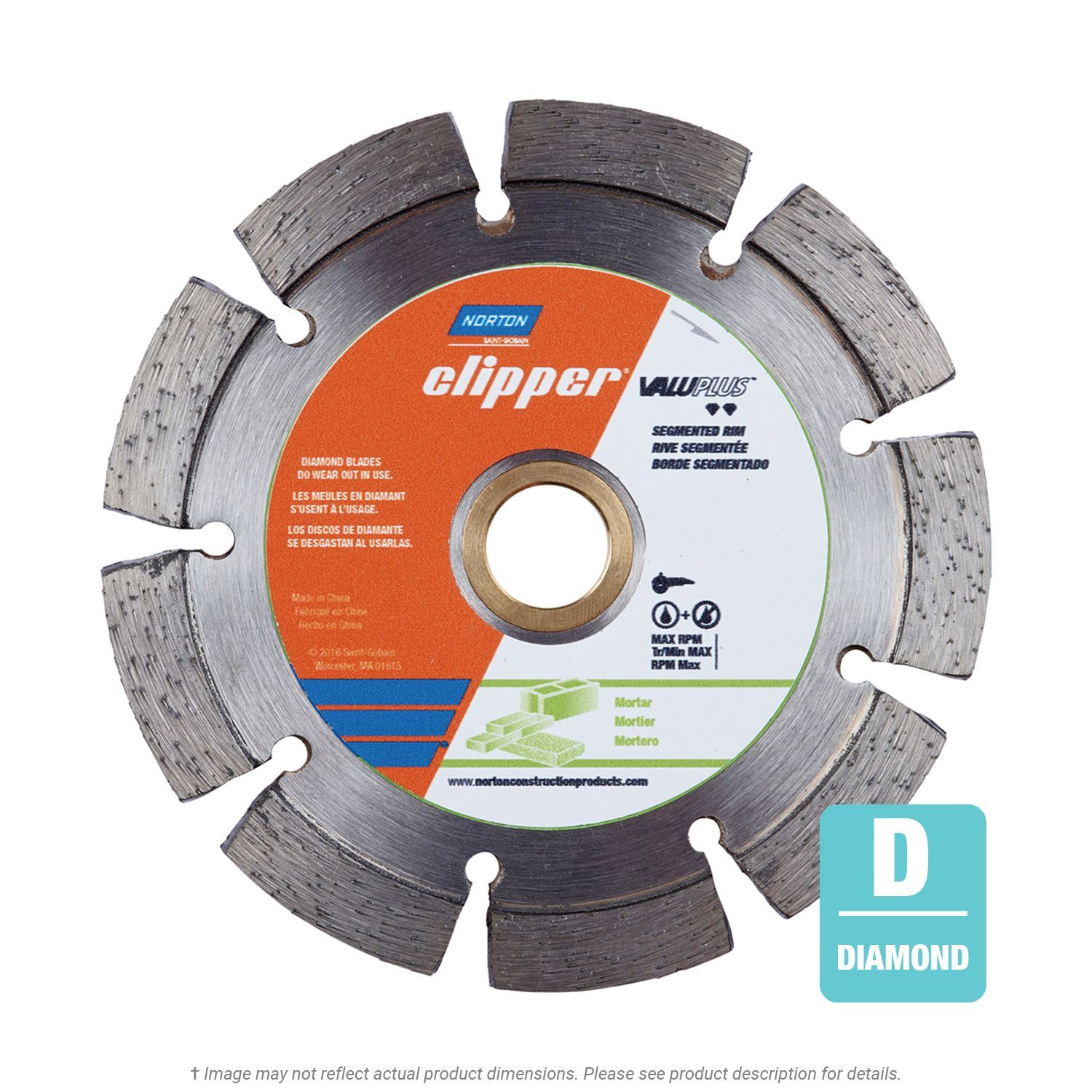 Norton Clipper 4" x .250" x 7/8"- 5/8"- 20mm Tuck Pointing Diamond Blade