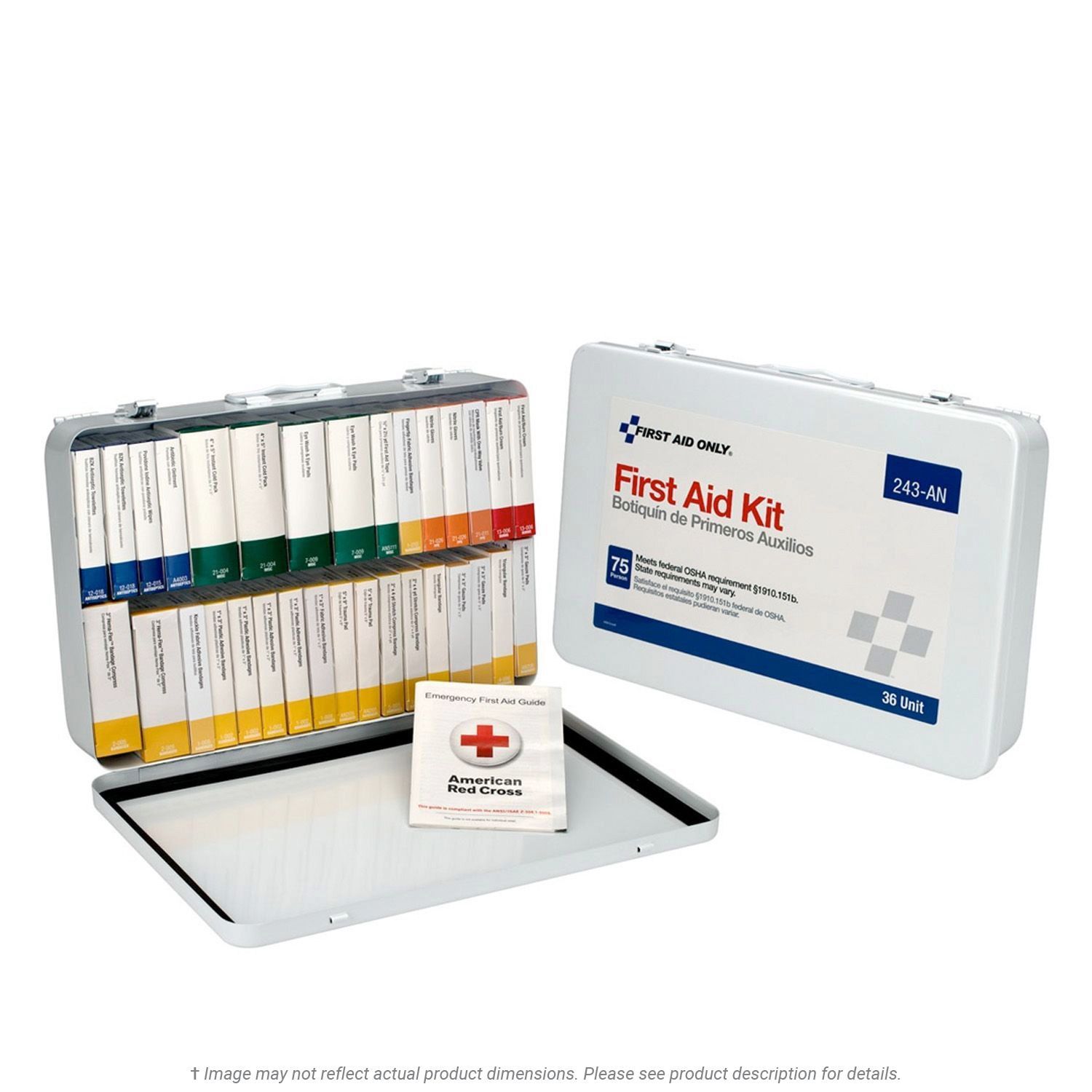 75 Person Unitized First Aid Kit, 210 Piece, Metal Case