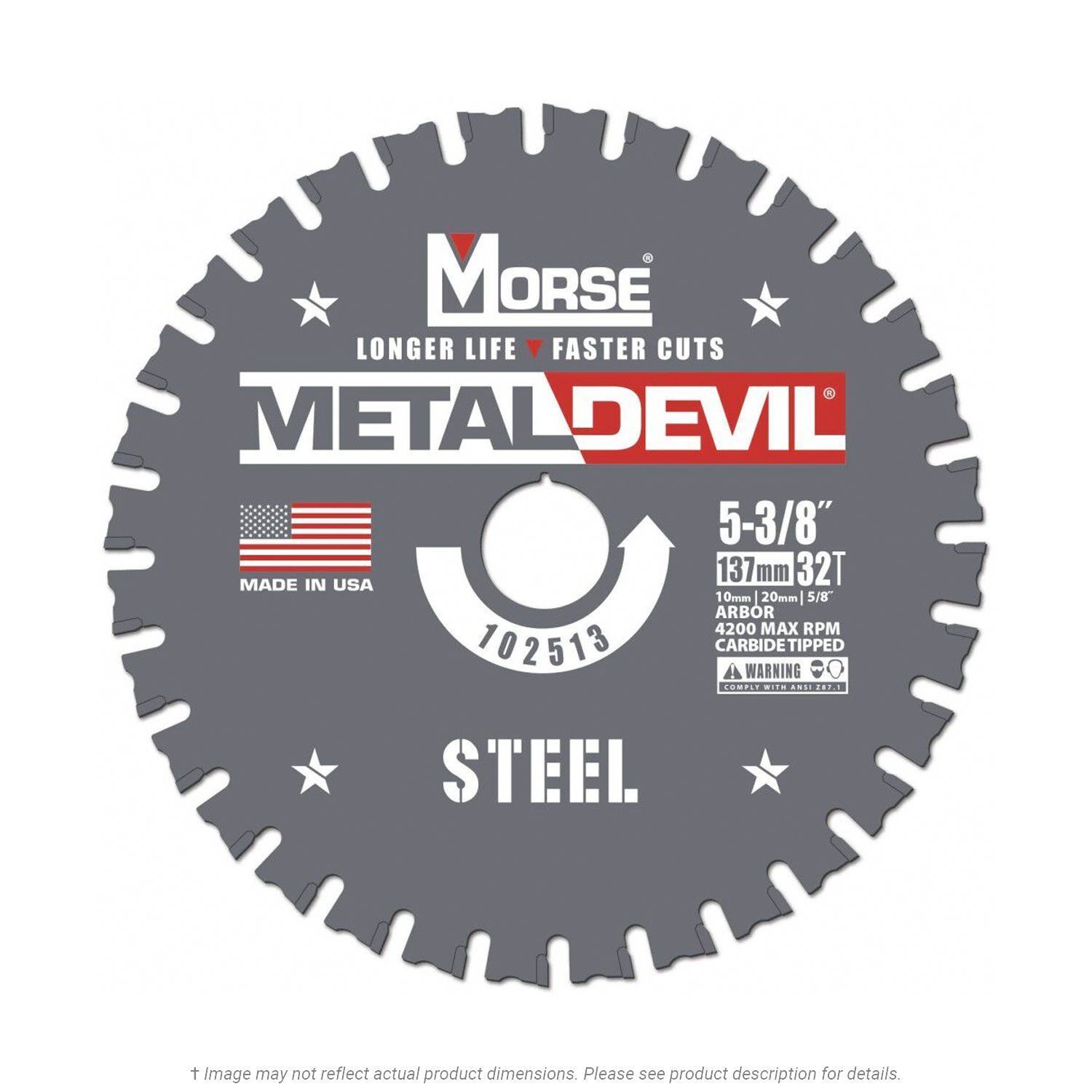 MK Morse 5-3/8" Metal Devil 102513 Steel Cutting Circular Saw Blade 32T, 5/8" Arbor
