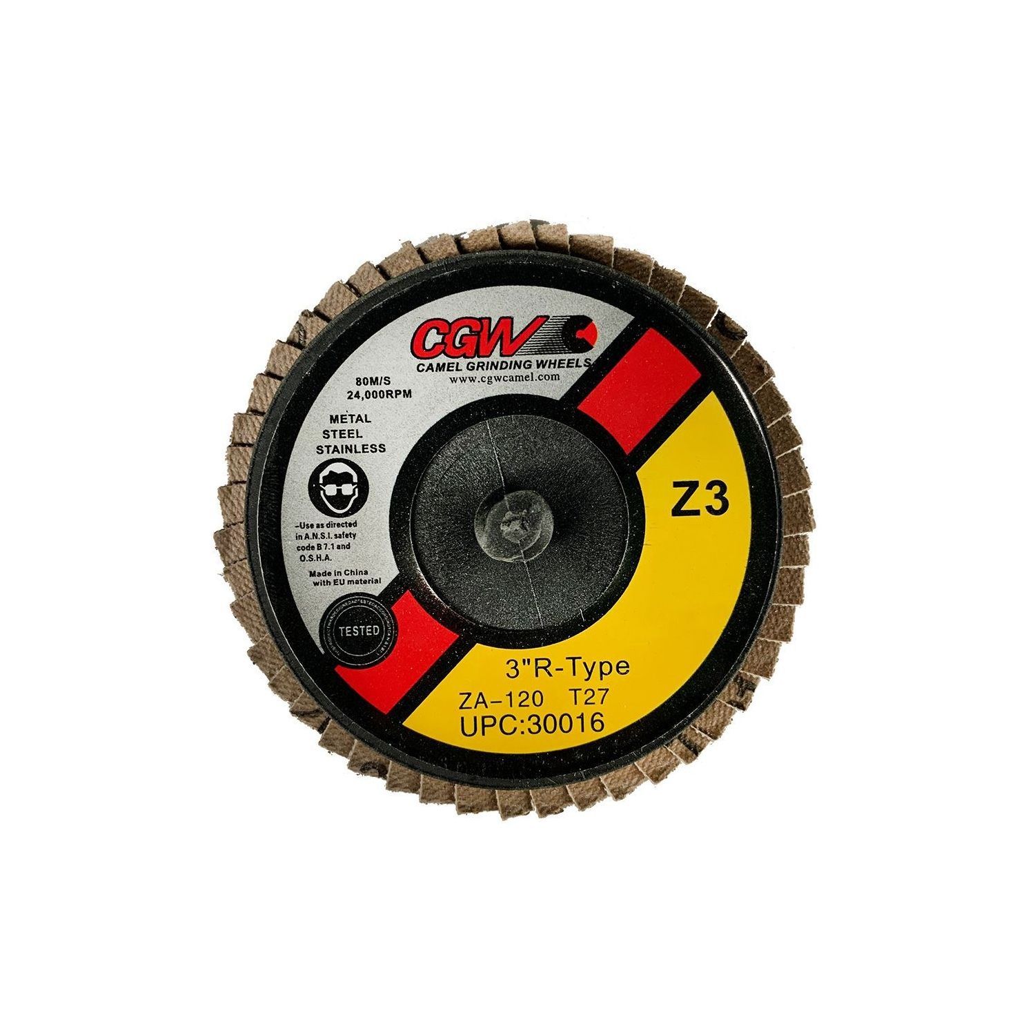CGW 30016 Z3 Mini 3" Flap Disc Roll-On Arb. T27 120G Zirconia 10 per Box