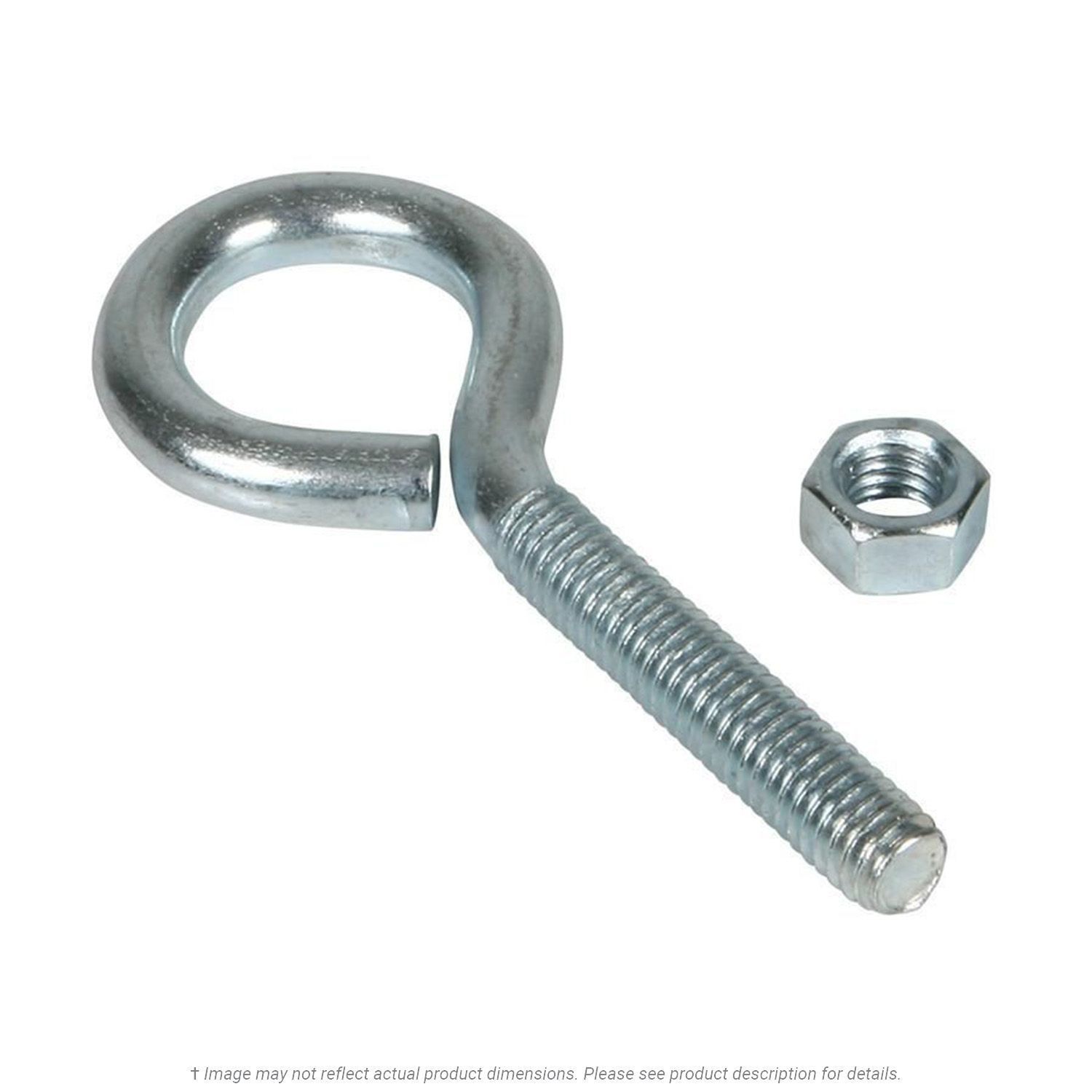 3/8-16 x 5" OAL Zinc Plated Bent Wire Eyebolt with Nut - 10 per Box
