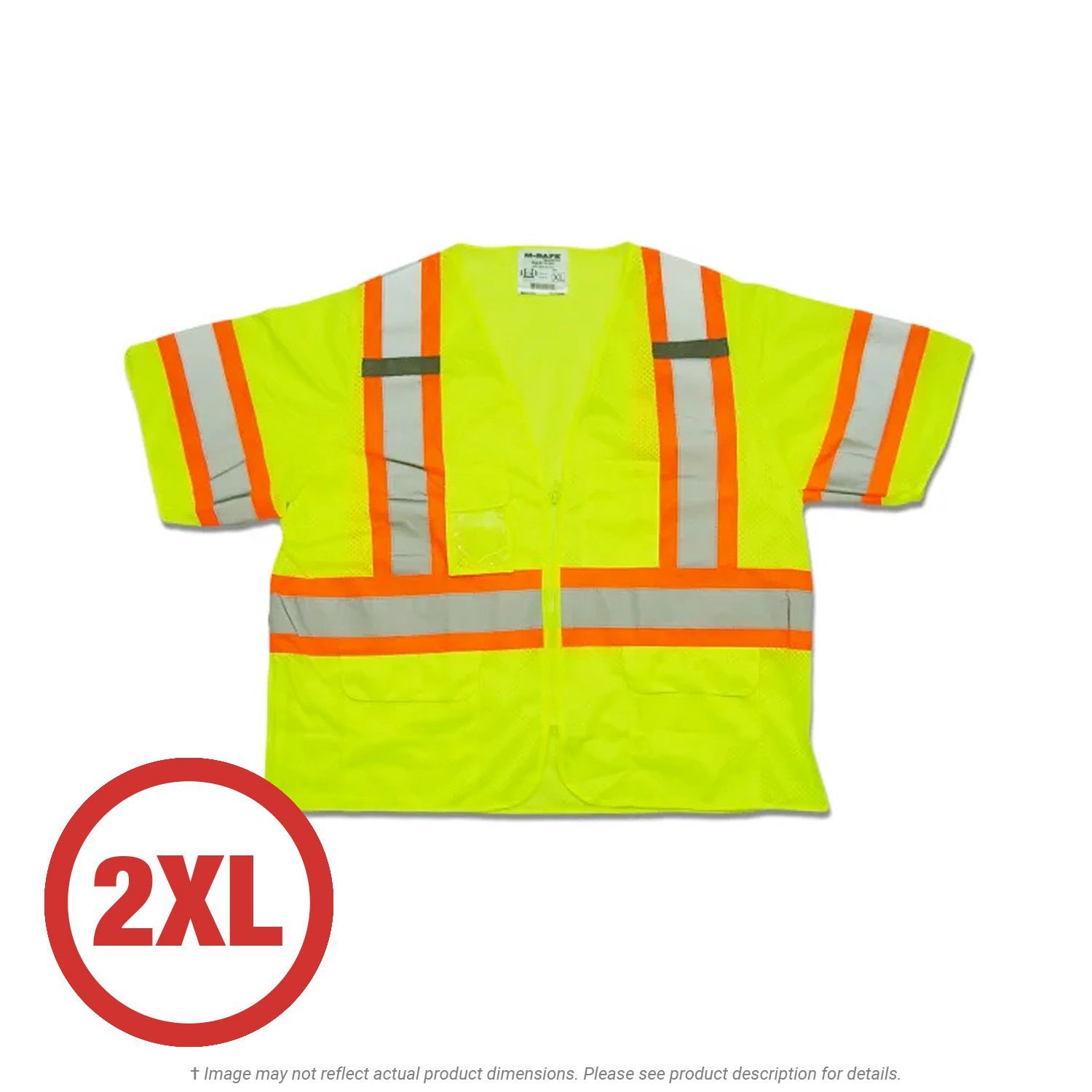 Hi-Viz Mesh Safety Vest, DOT Striping, ANSI Class 3, Yellow, 2XL
