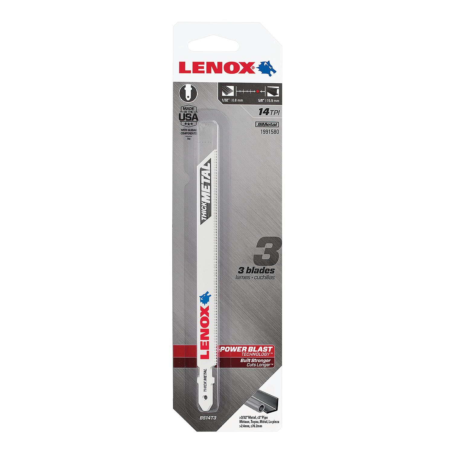 Lenox 5-1/4" T-Shank Jigsaw Blade 14 Tooth - 3 per Pack