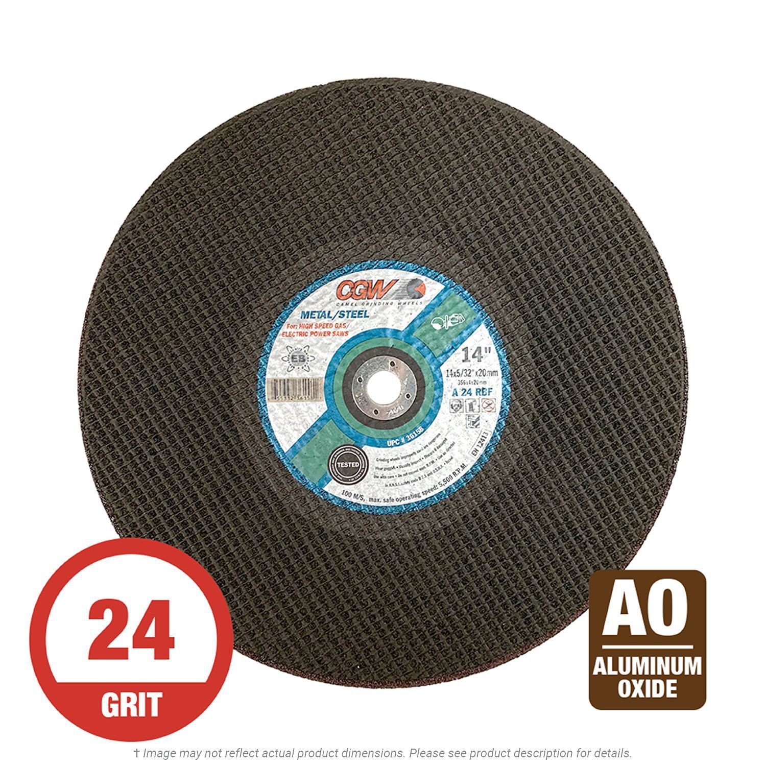 CGW 36158 High Speed 14" x 5/32" x 20mm Metal Cut-Off Wheel 24G DR AO 10 per Box