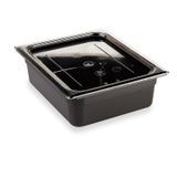 Cambro 24CW110 Camwear 1/2 Size Black Polycarbonate Food Pan, 4" Deep
